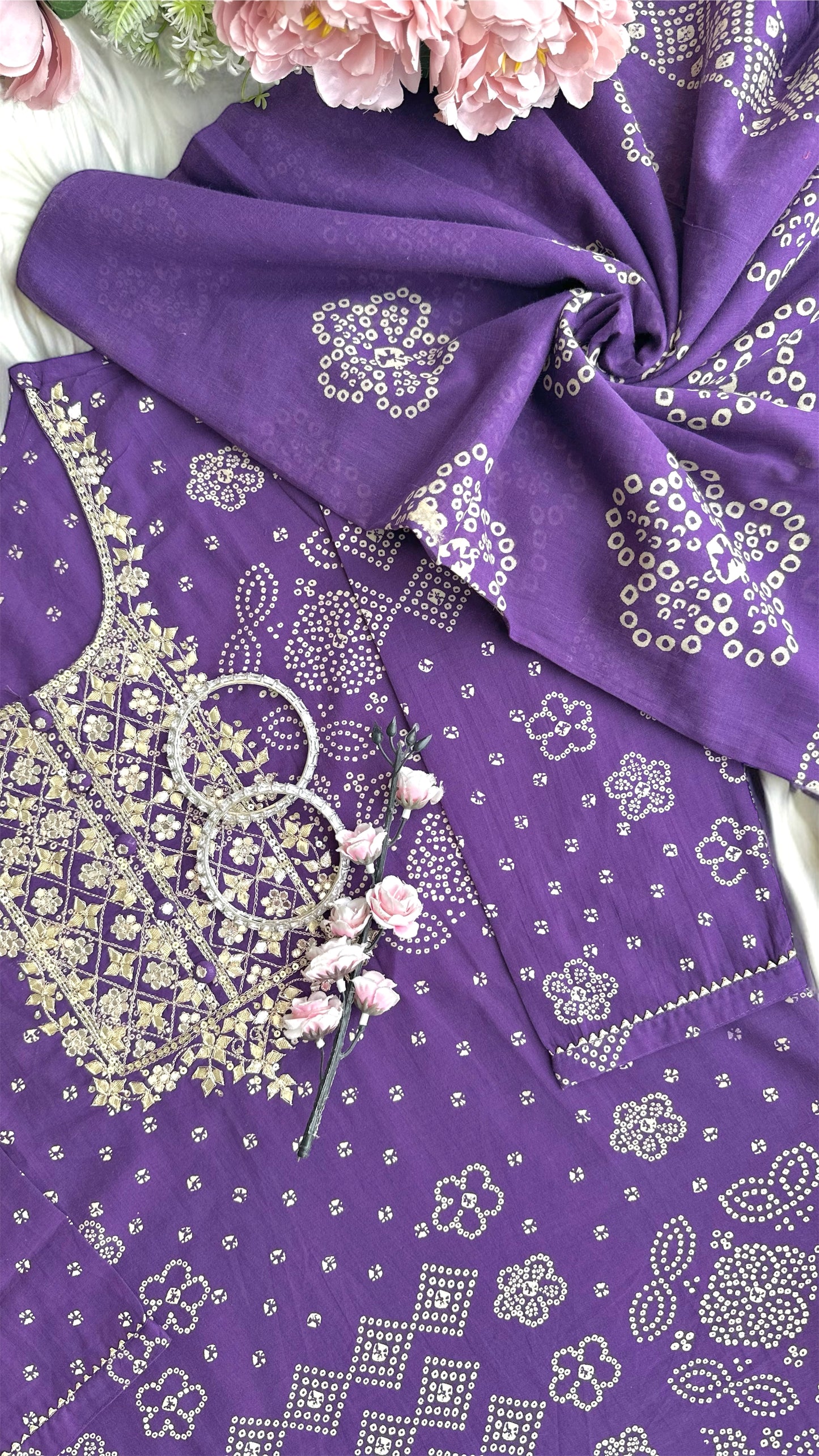 Meher’s Royal Purple Bandhej Suit