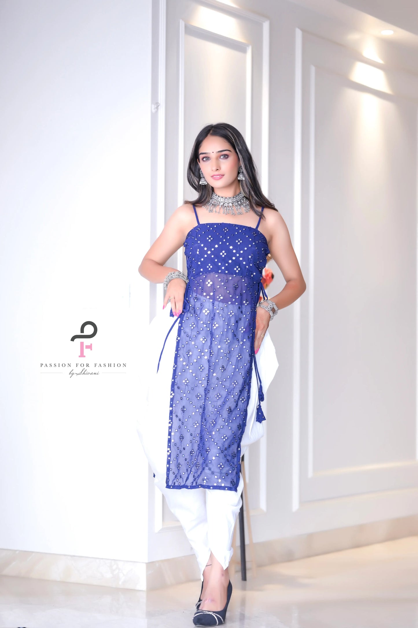 Rosebloom Blue Dori Gulnaz Kurta