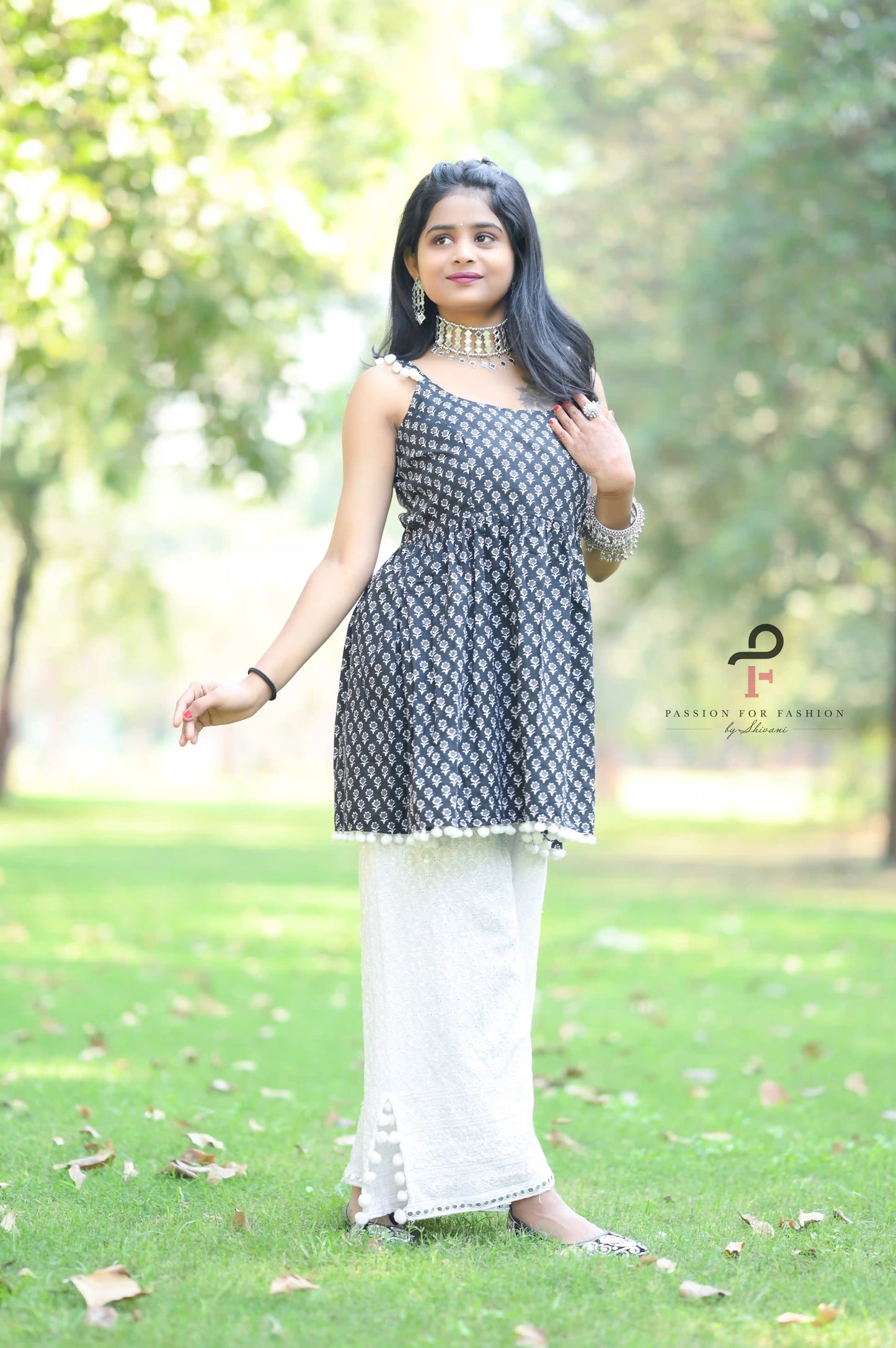 Block Black Hand Printed Peplum