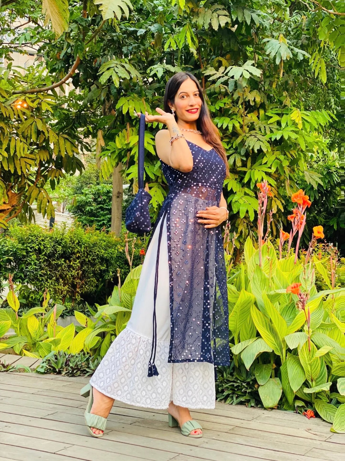 Orient Blue Mirror Gulnaz Kurta