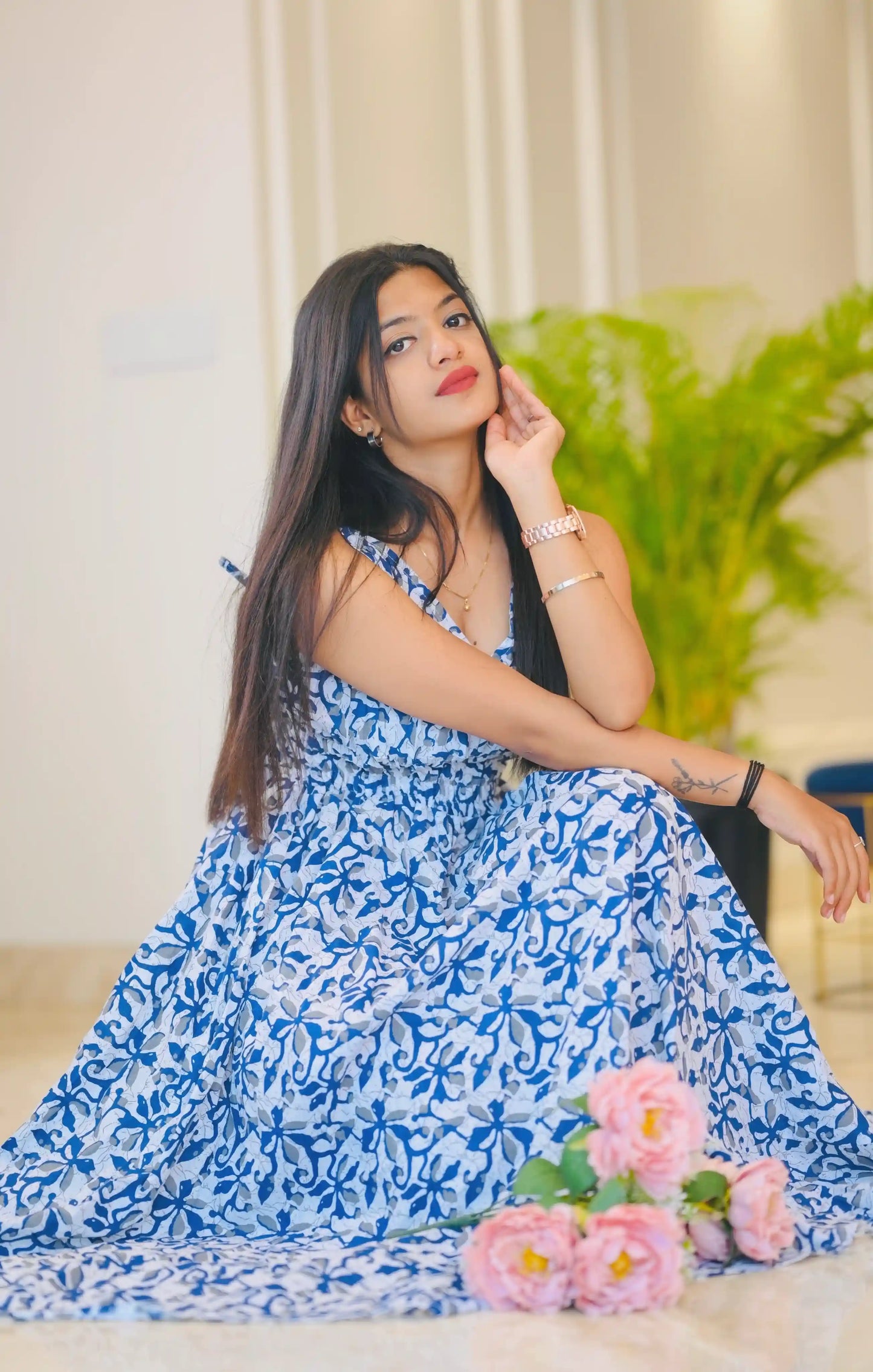 Batique Blue Smoky Twirl Dress