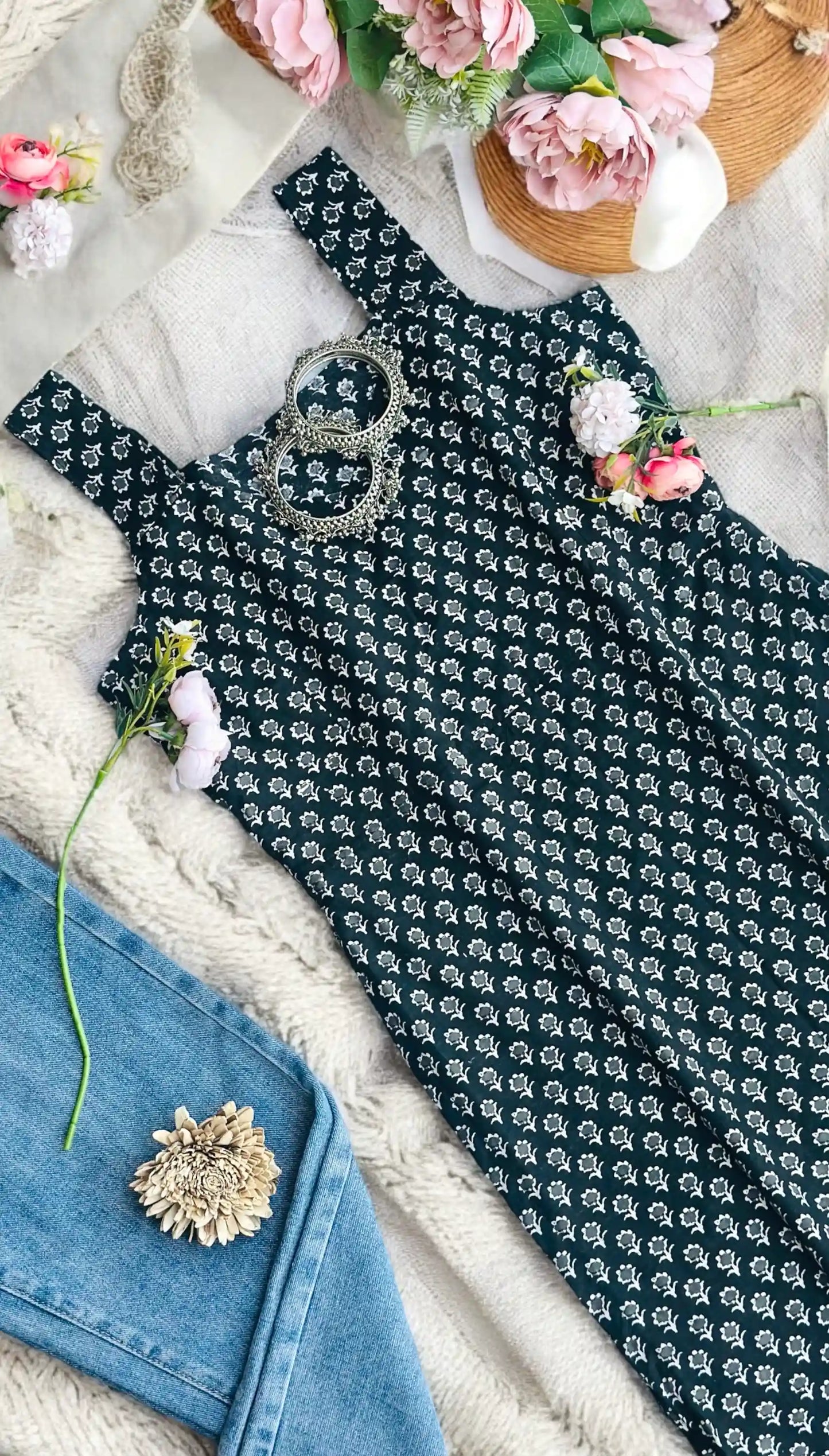 Black Jaipuri Mulmul Kurta