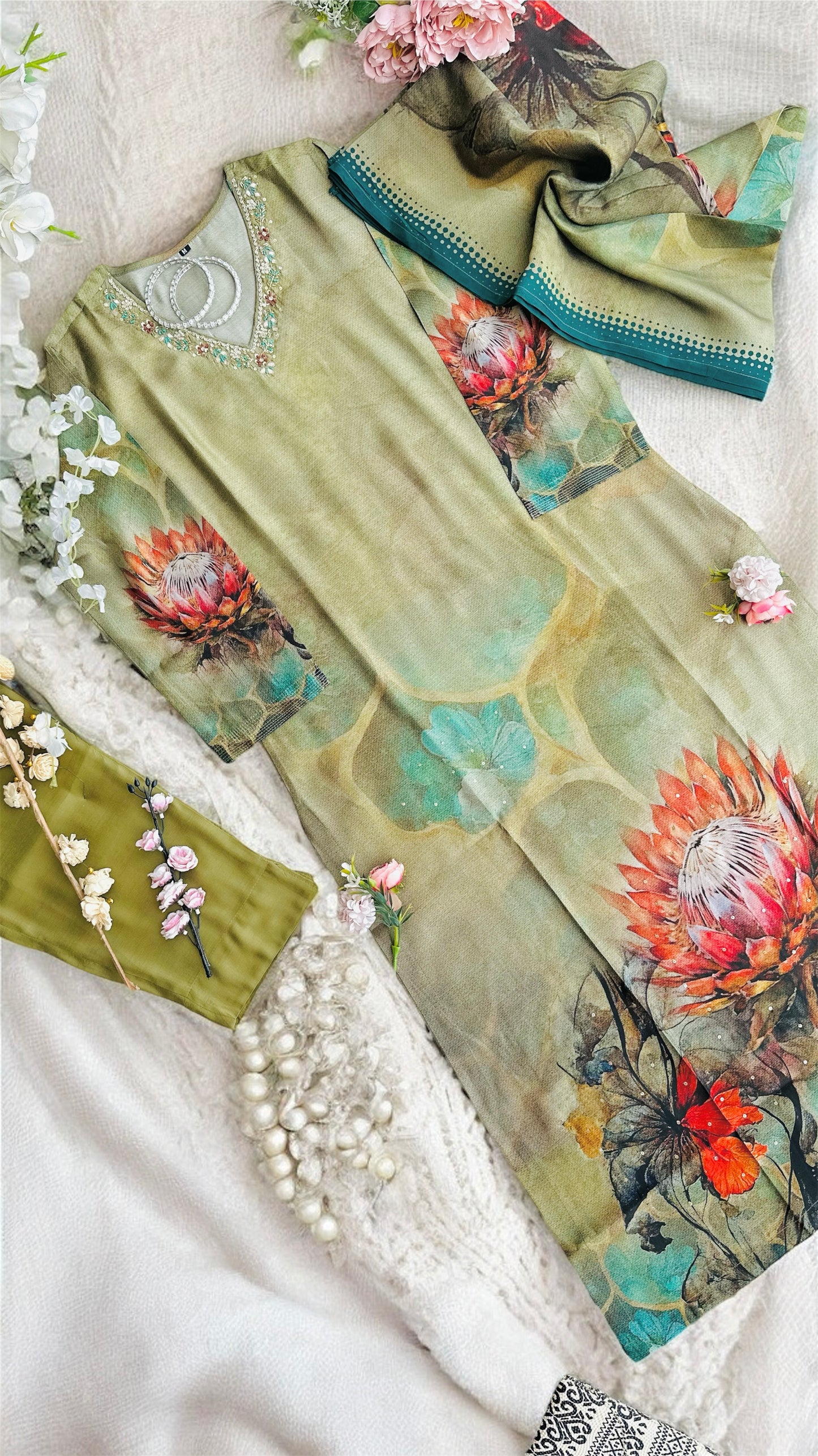 Meher Olive Banarasi Suit Set