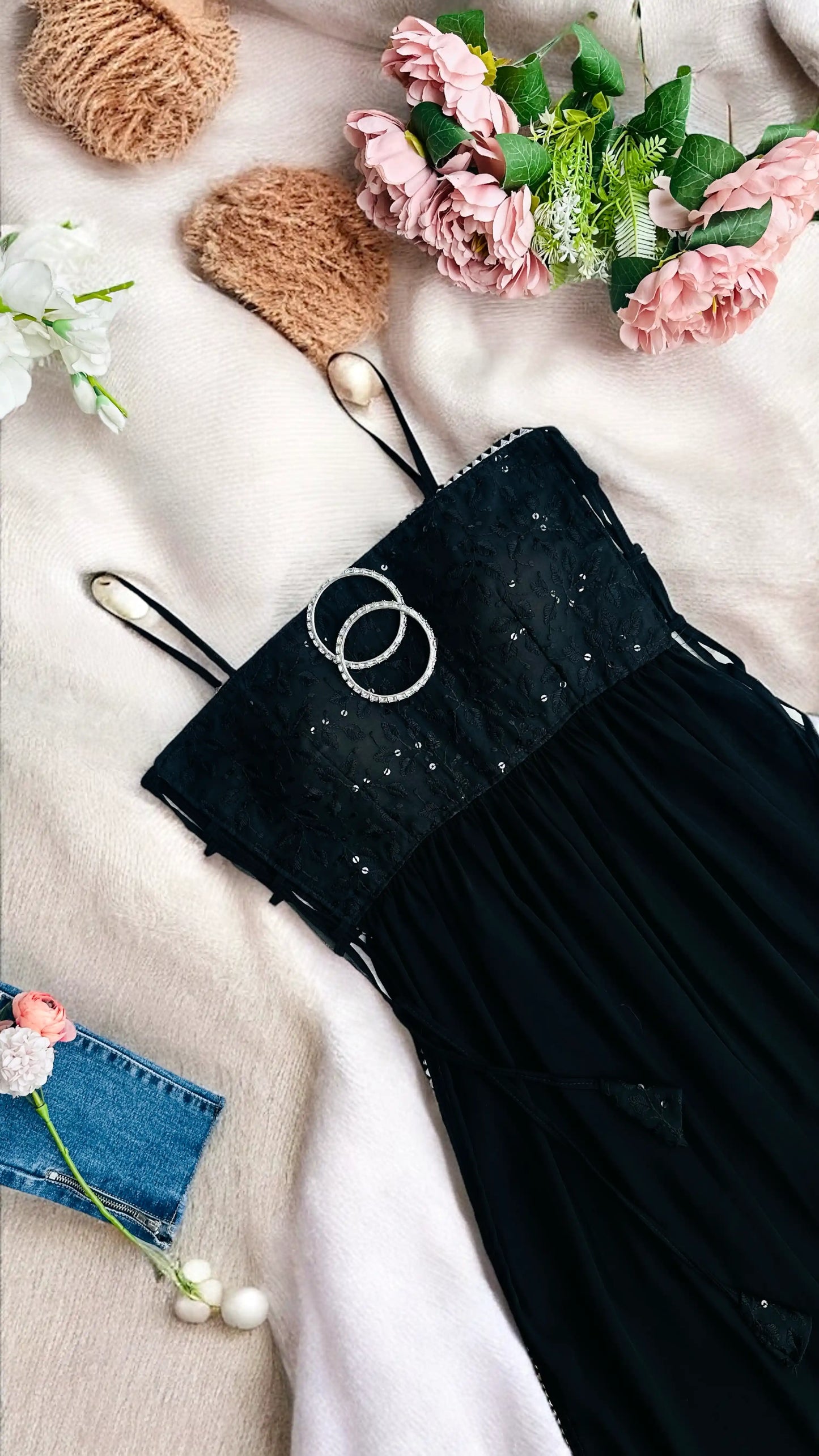 Smoky Black Gulnaz Embroidered Kurta - Passion for Fashion by Shivani