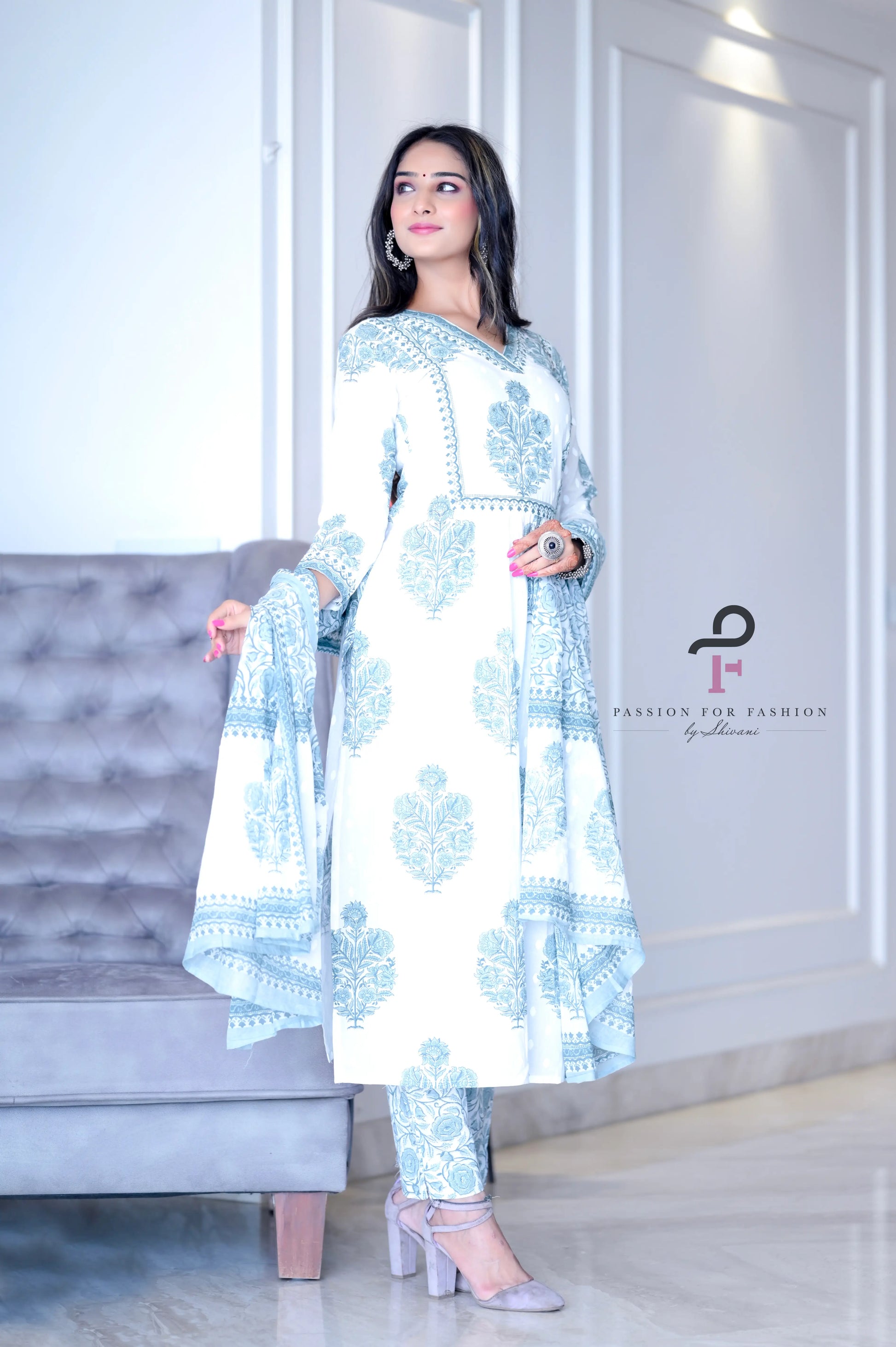Dreamy Block Meher Embroidered Suit Set - Passion for Fashion by Shivani
