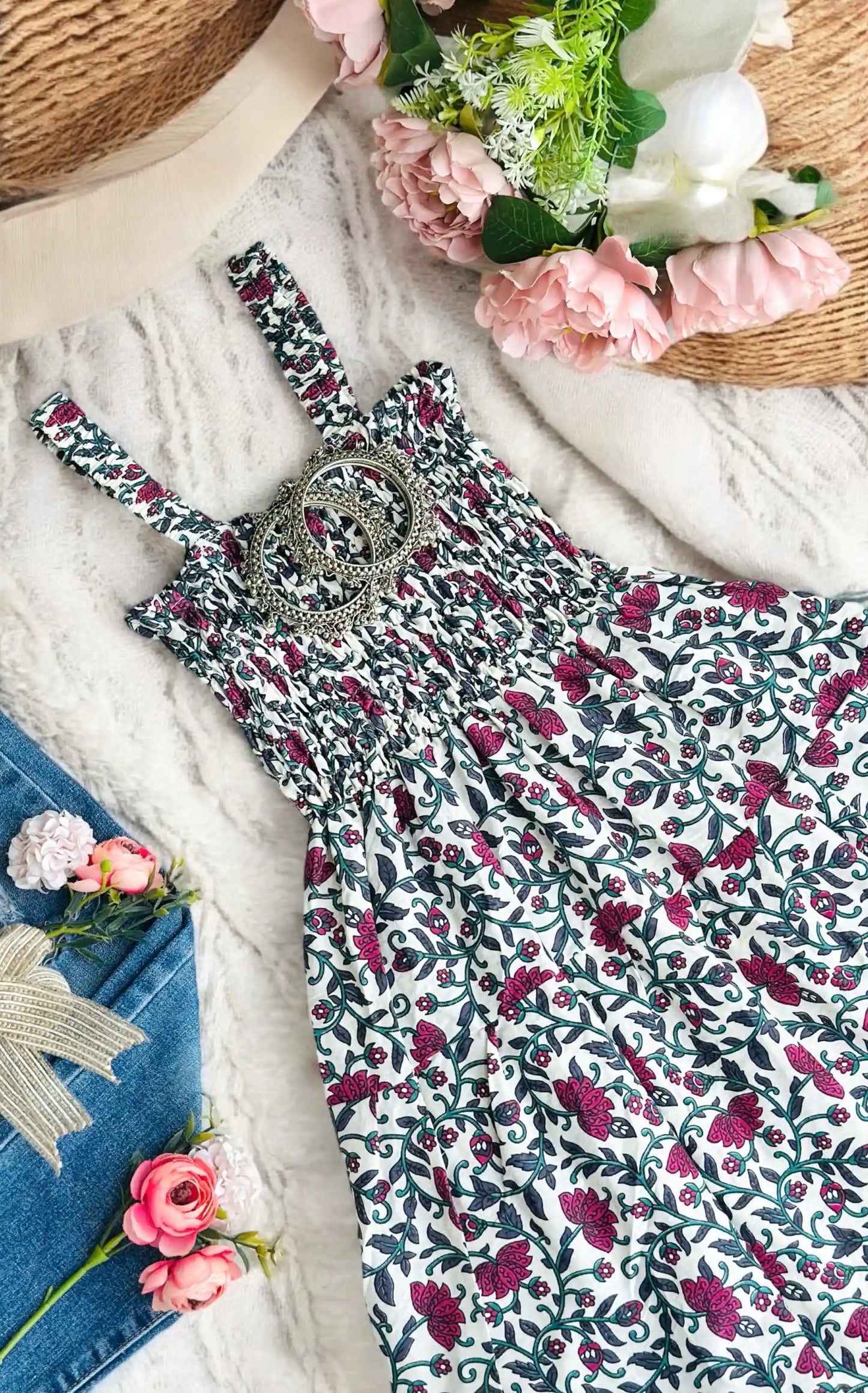 Pink Kalamkari Cute Jaipuri Peplum
