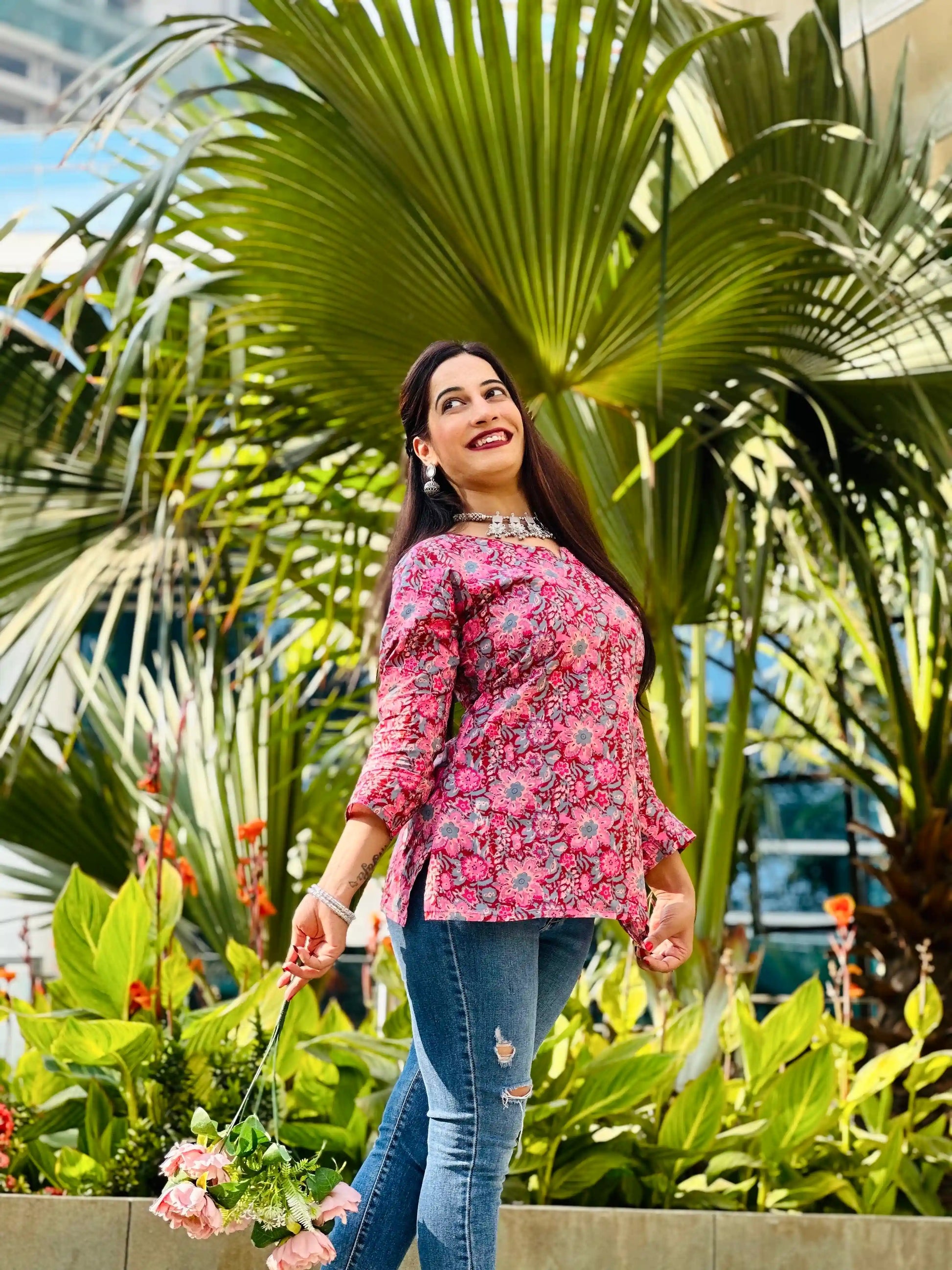 Gulabi Jaipuri Hand Printed Kurta - Passion for Fashion by Shivani