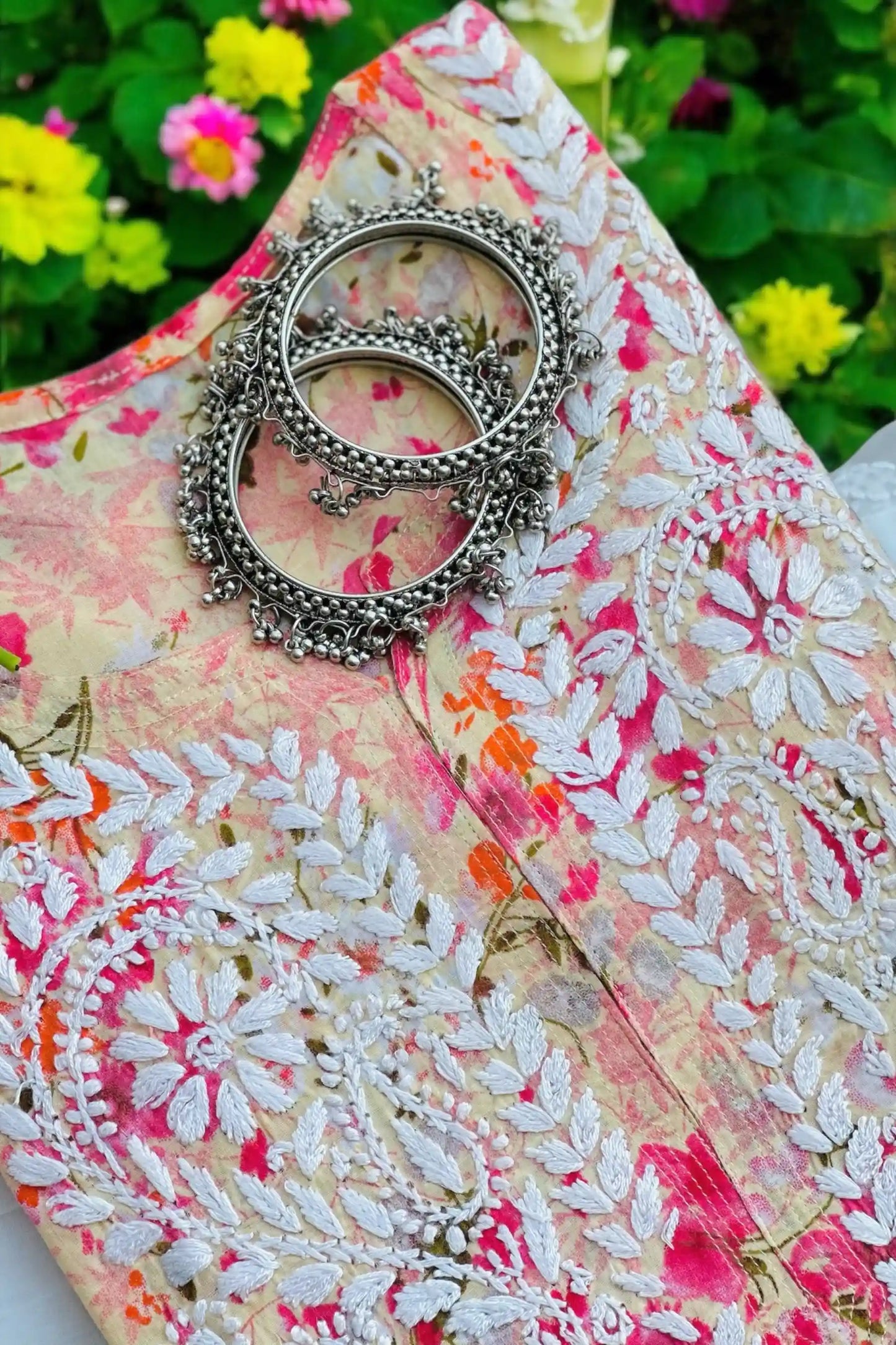 Shaded Pink Fanah Mul Chikankari