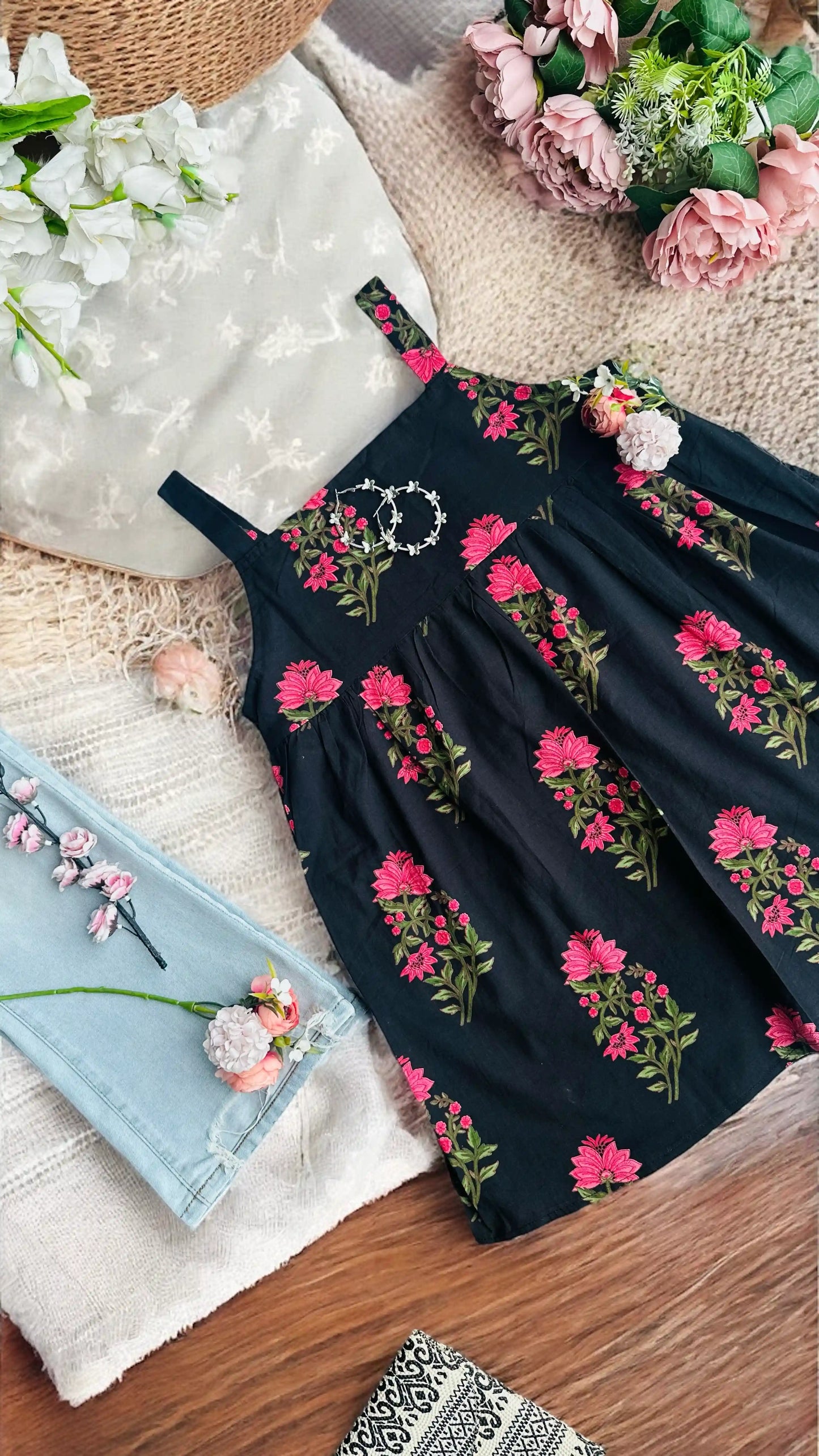 Pitch Block Floral Gulnaz Short Kurta
