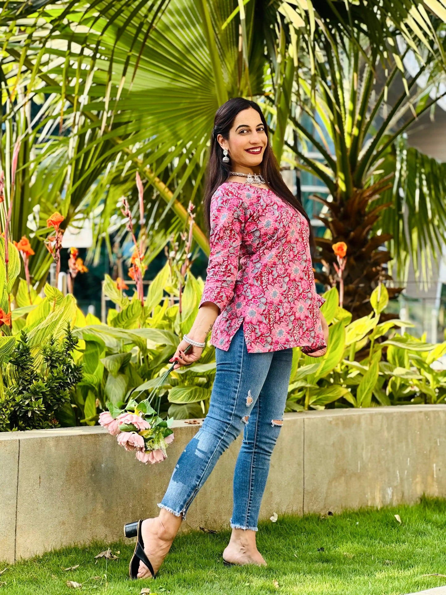 Gulabi Jaipuri Hand Printed Kurta