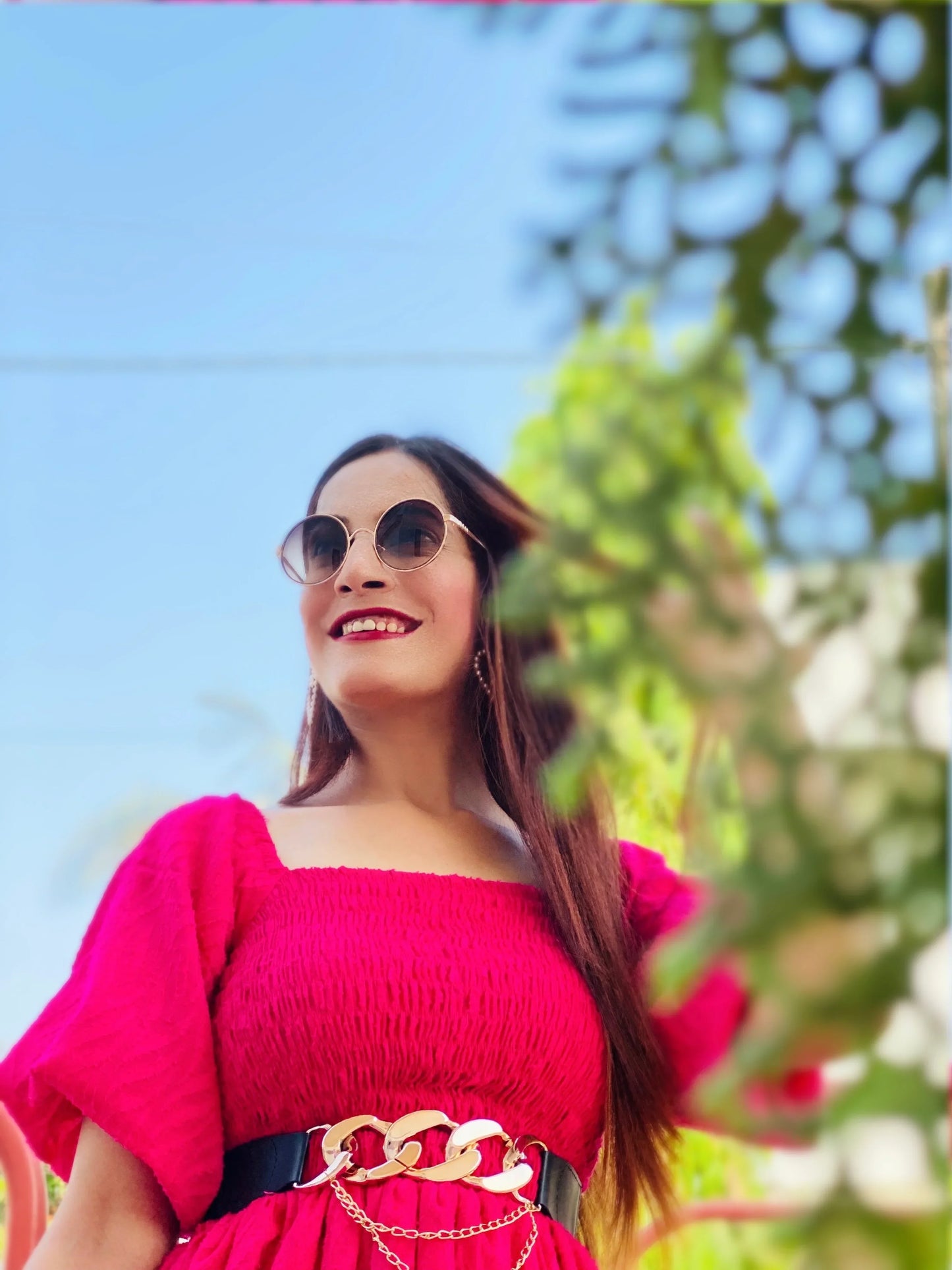 Eliza Pink Adjustable Smoky Dress - Passion for Fashion by Shivani