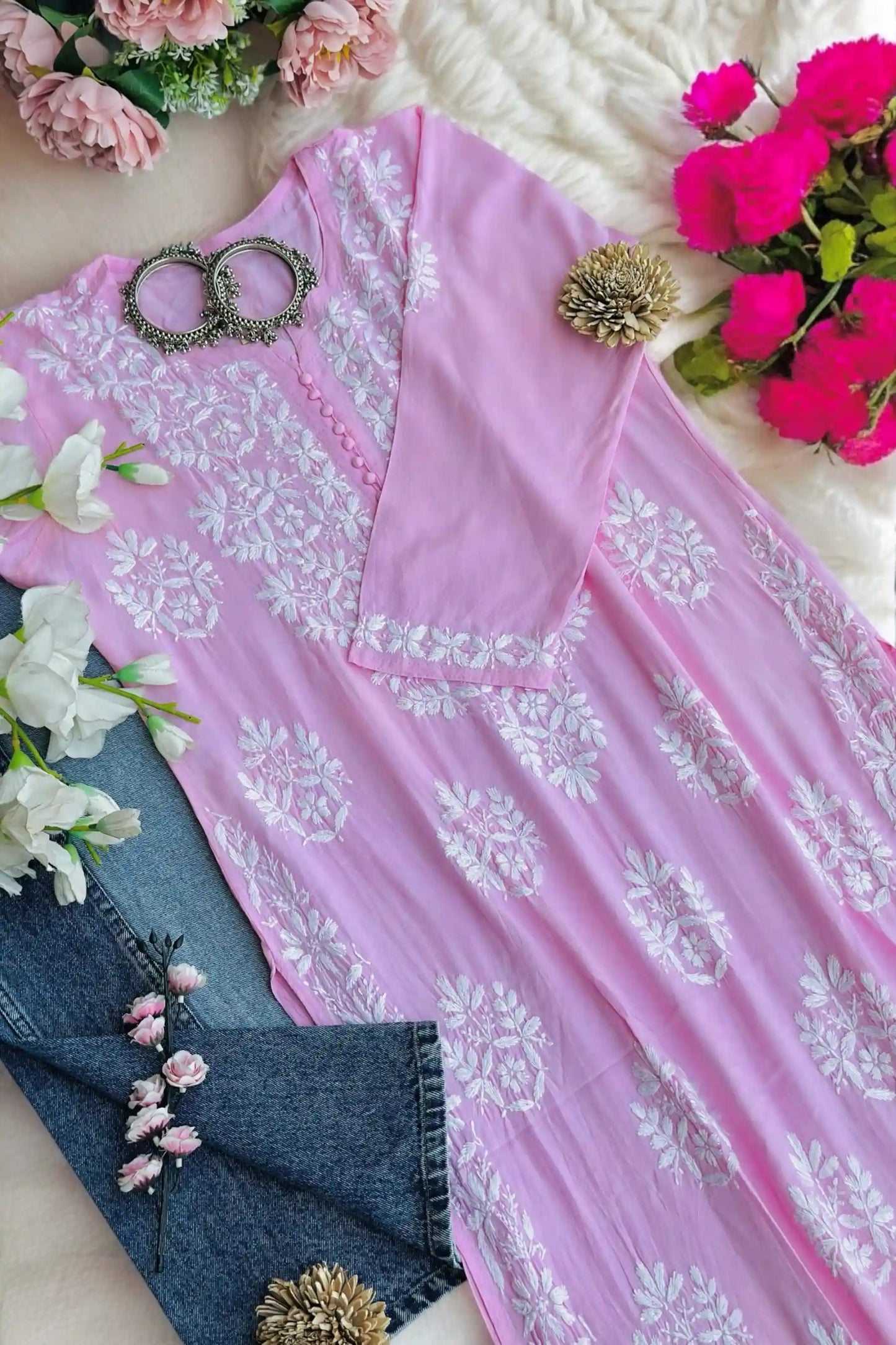 Blush Pink Gulzar Chikan Kurta