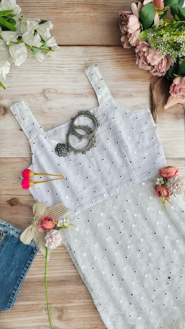 Whimsical White Mirror Gulnaz Kurta