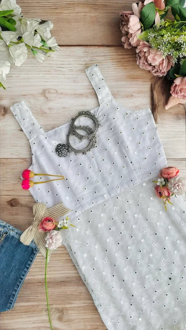 Whimsical White Mirror Gulnaz Kurta - Passion for Fashion by Shivani