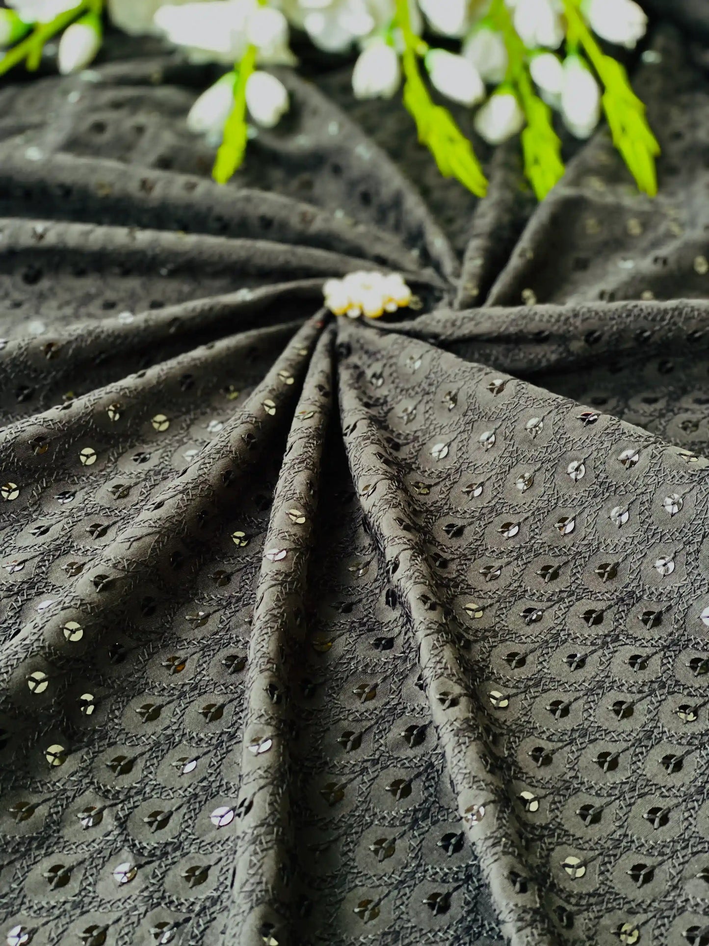Pitch Black Sequence Fabric Cut