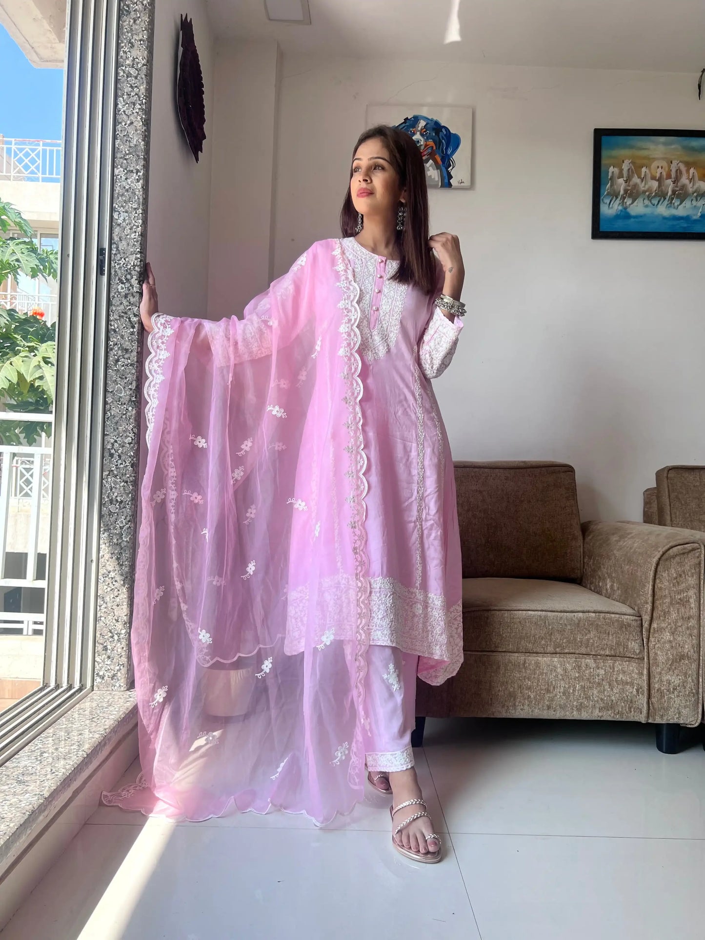 Soft Pink Meher Embroidered Suit Set - Passion for Fashion by Shivani