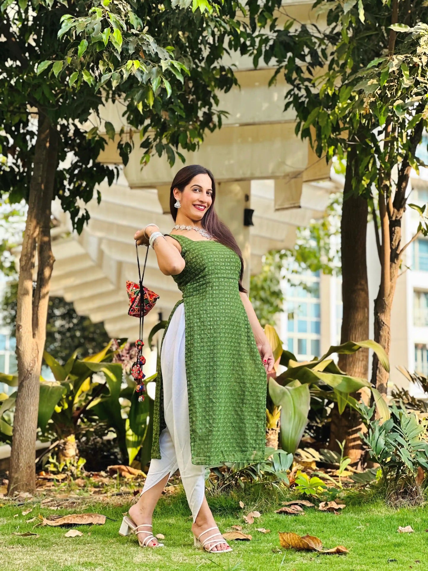 Lawn Green Gulnaz Embroidered Kurta