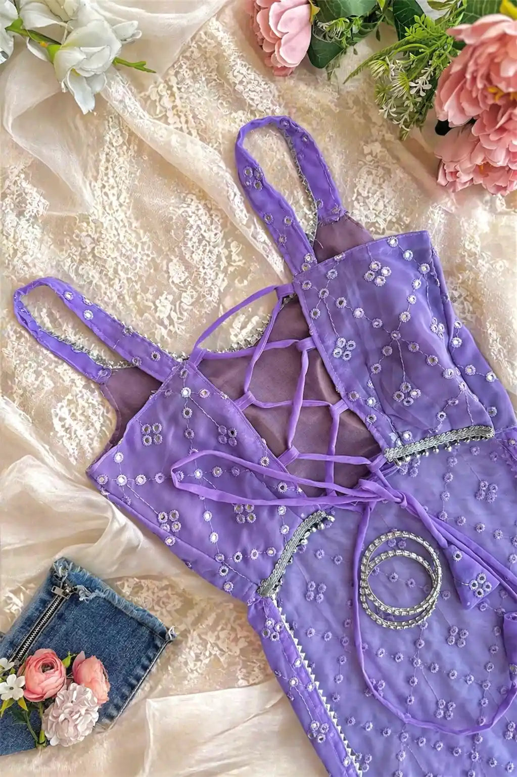 Dazzle Lilac Gulnaz Embroidered Kurta