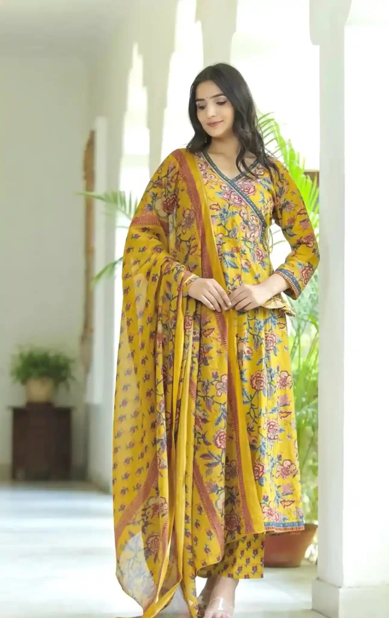 Mustard Angrakha Meher Suit Set