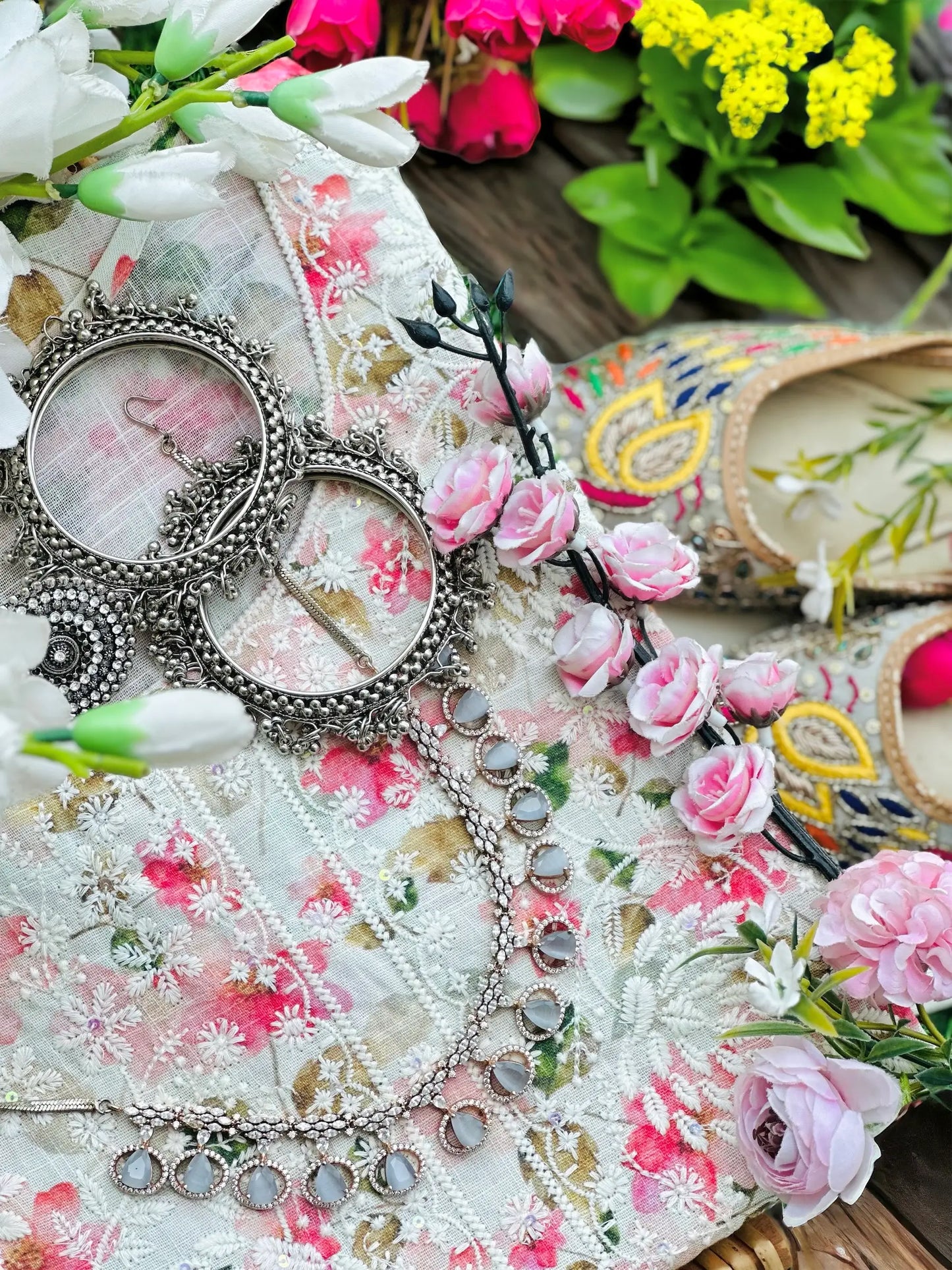 Whimsical Cream Embroidered Meher Suit Set
