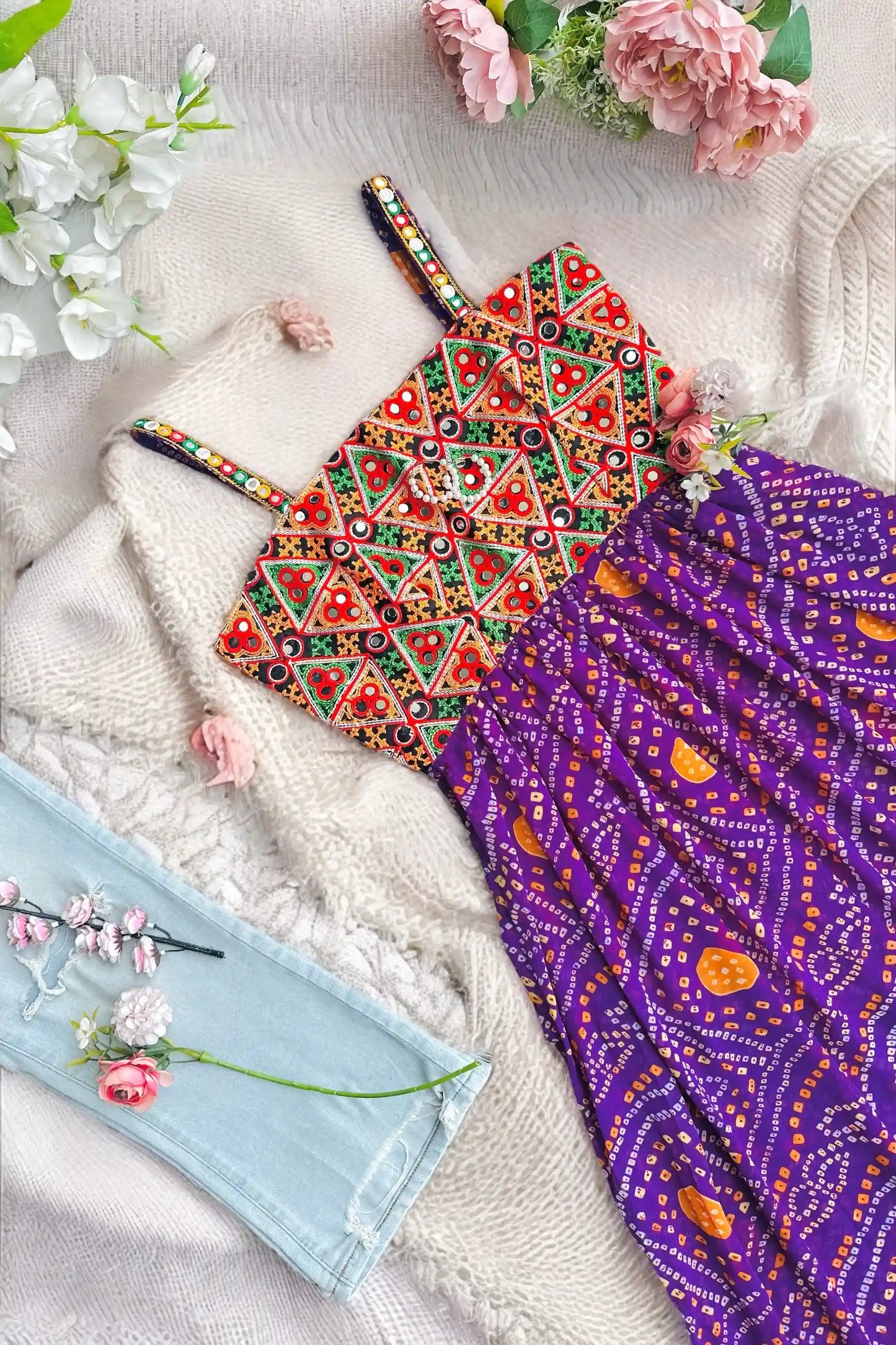 Blossom Bandhej Gulnaz Embroidered Kurta