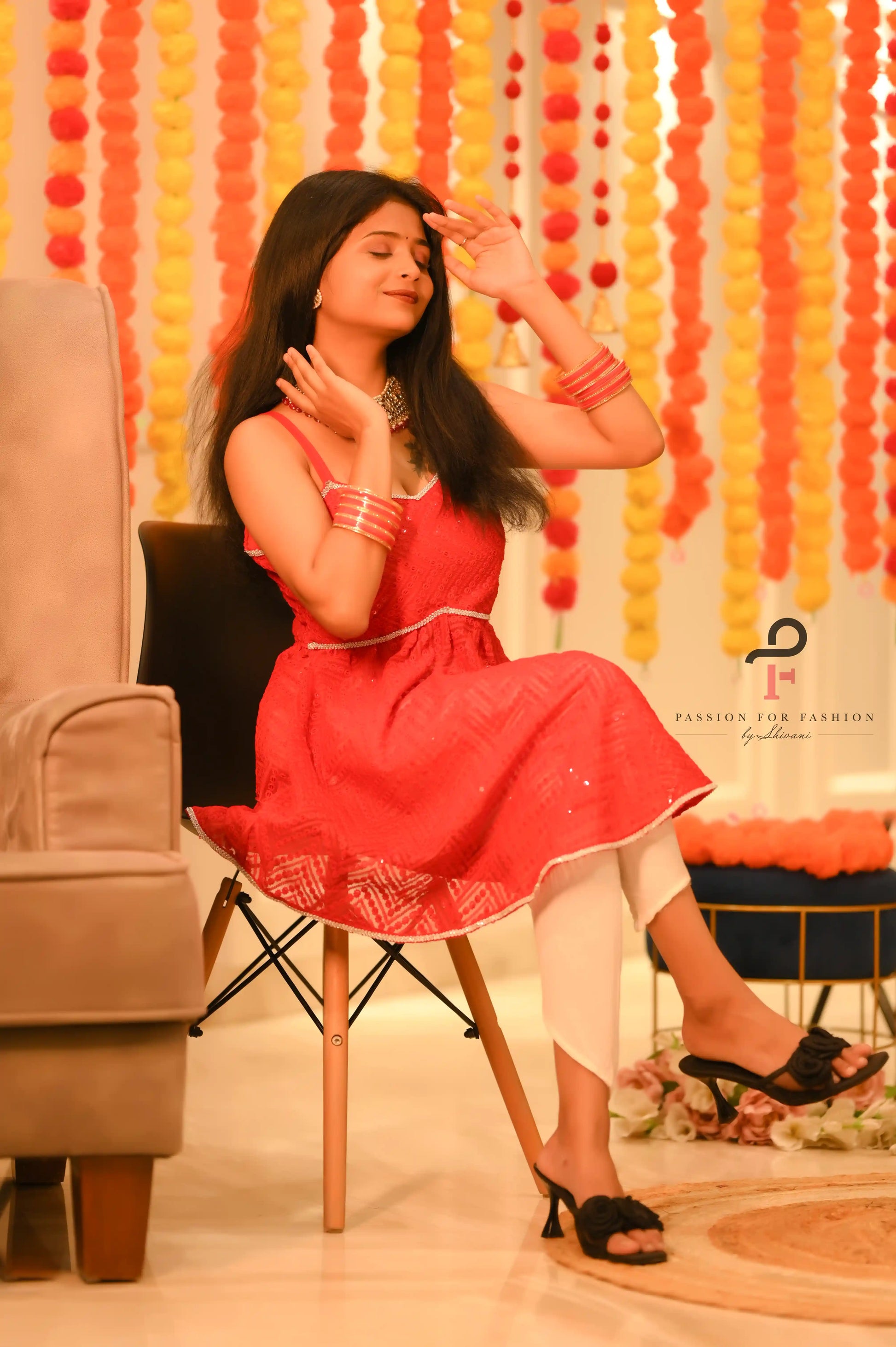 Hot Red Gulnaz Embroidered Peplum - Passion for Fashion by Shivani