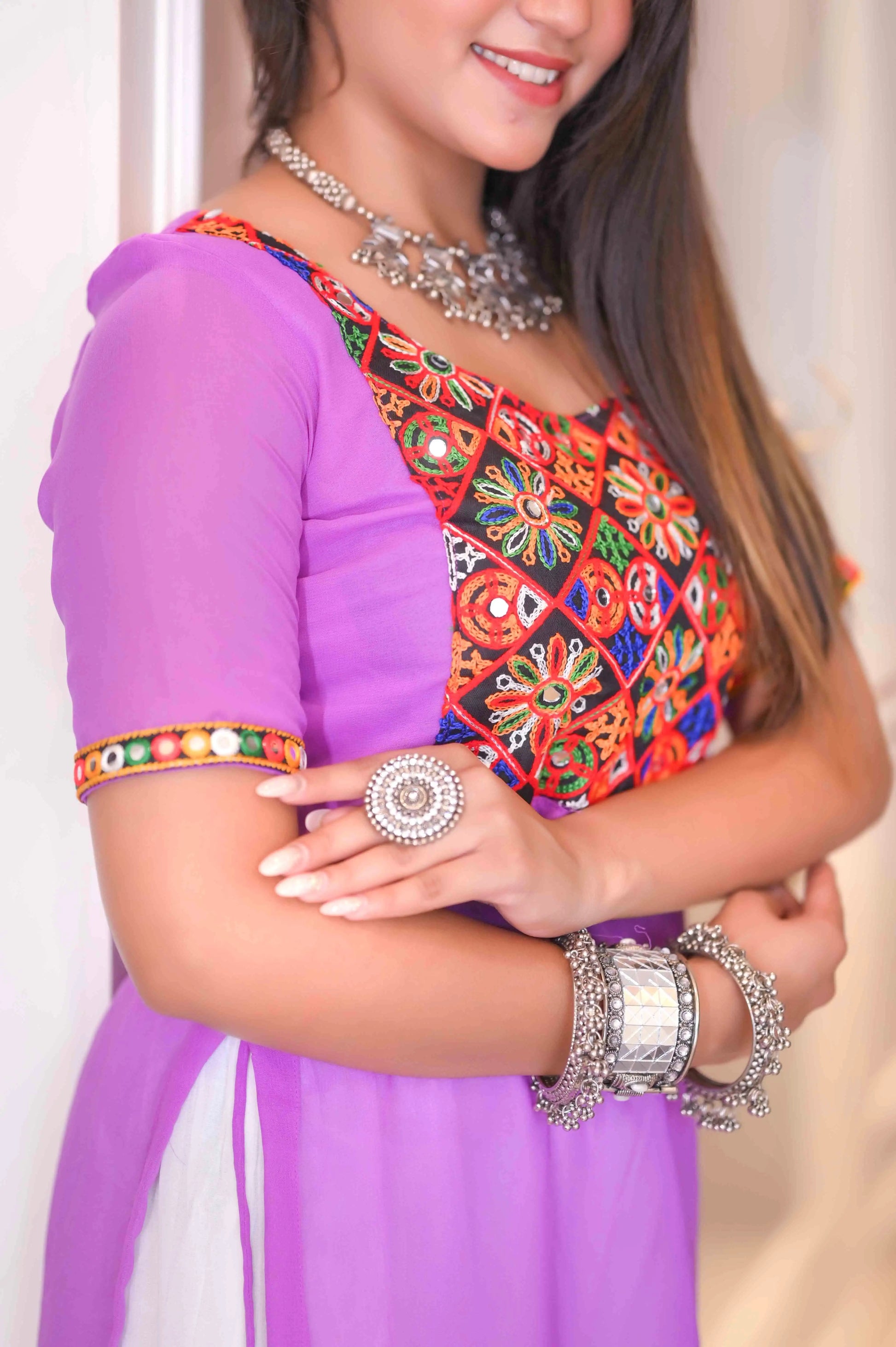 Lilac Charm Embroidered Gulnaz Kurta - Passion for Fashion by Shivani