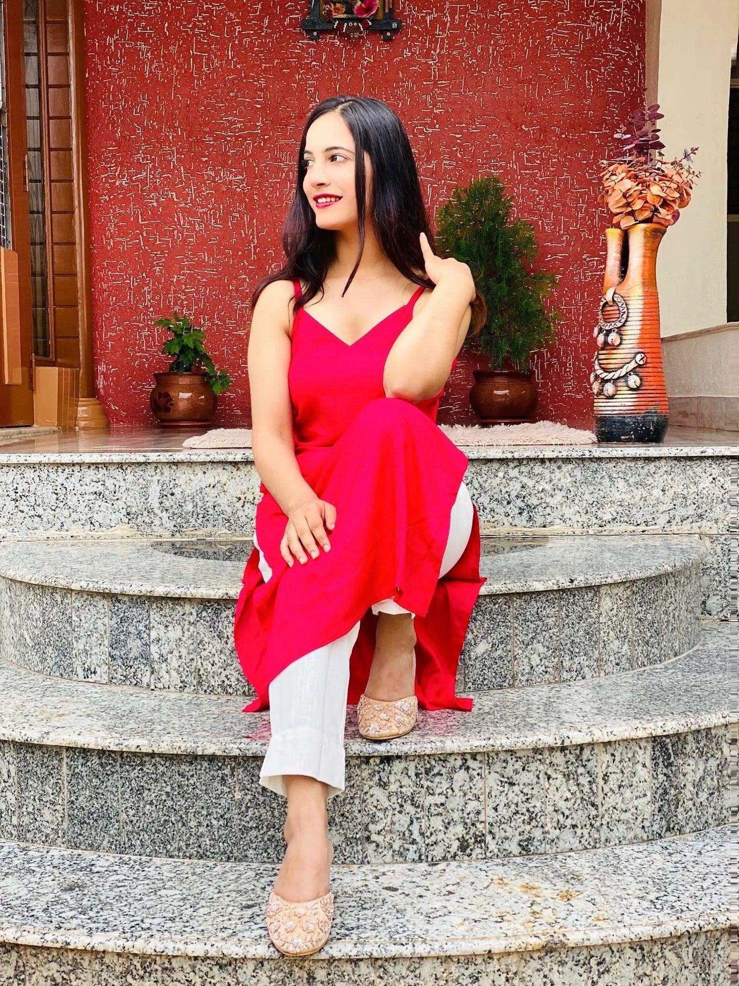Hot Pink Gulnaz Denim Kurta - Passion for Fashion by Shivani