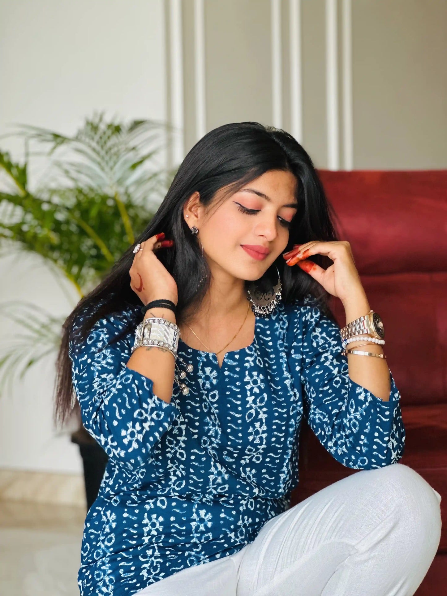 Classic Blue Indigo Short Kurta