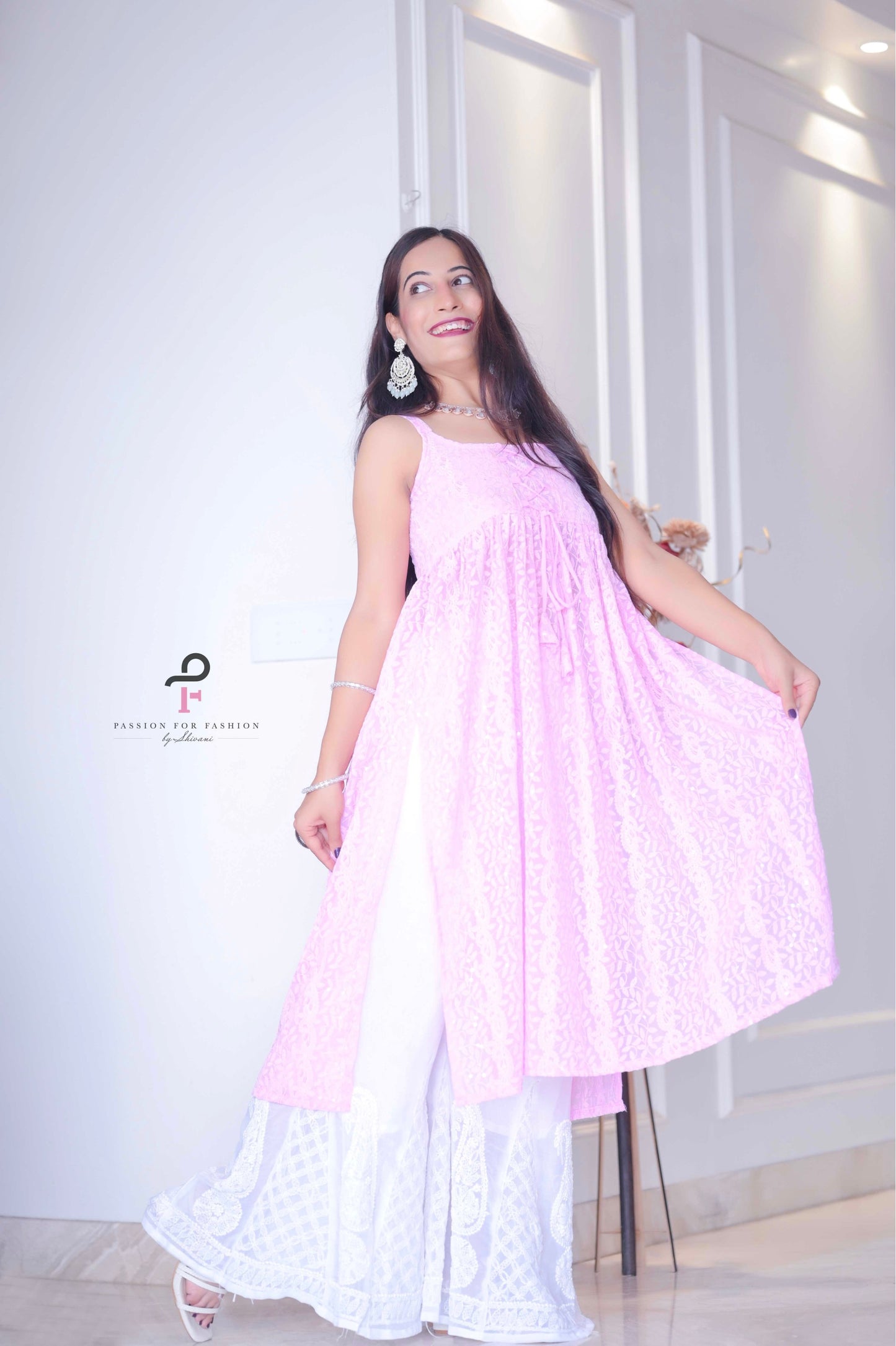 Blush Pink Dori Gulnaz Embroidered Kurta
