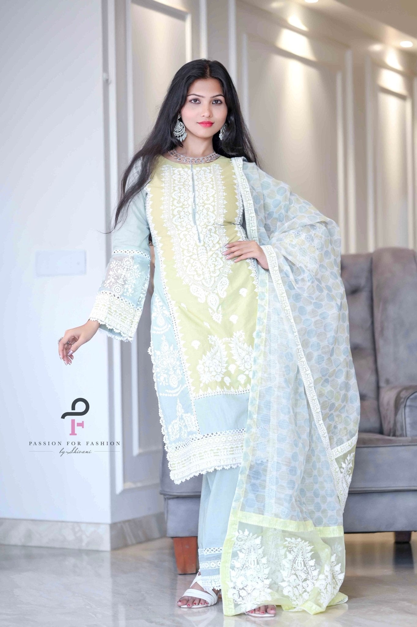 Gulzar Green Embroidered Meher Suit - Passion for Fashion by Shivani