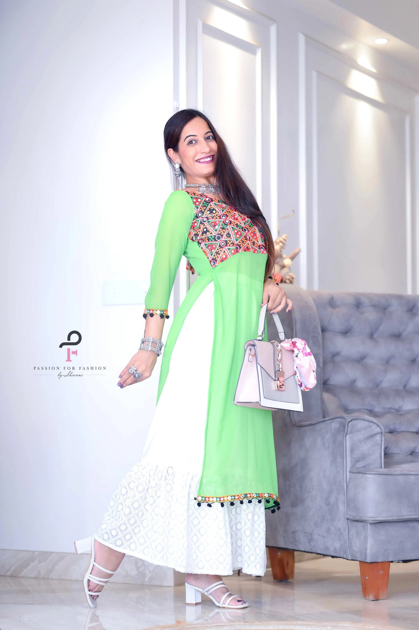 Blush Green Gulnaz Embroidered Kurta