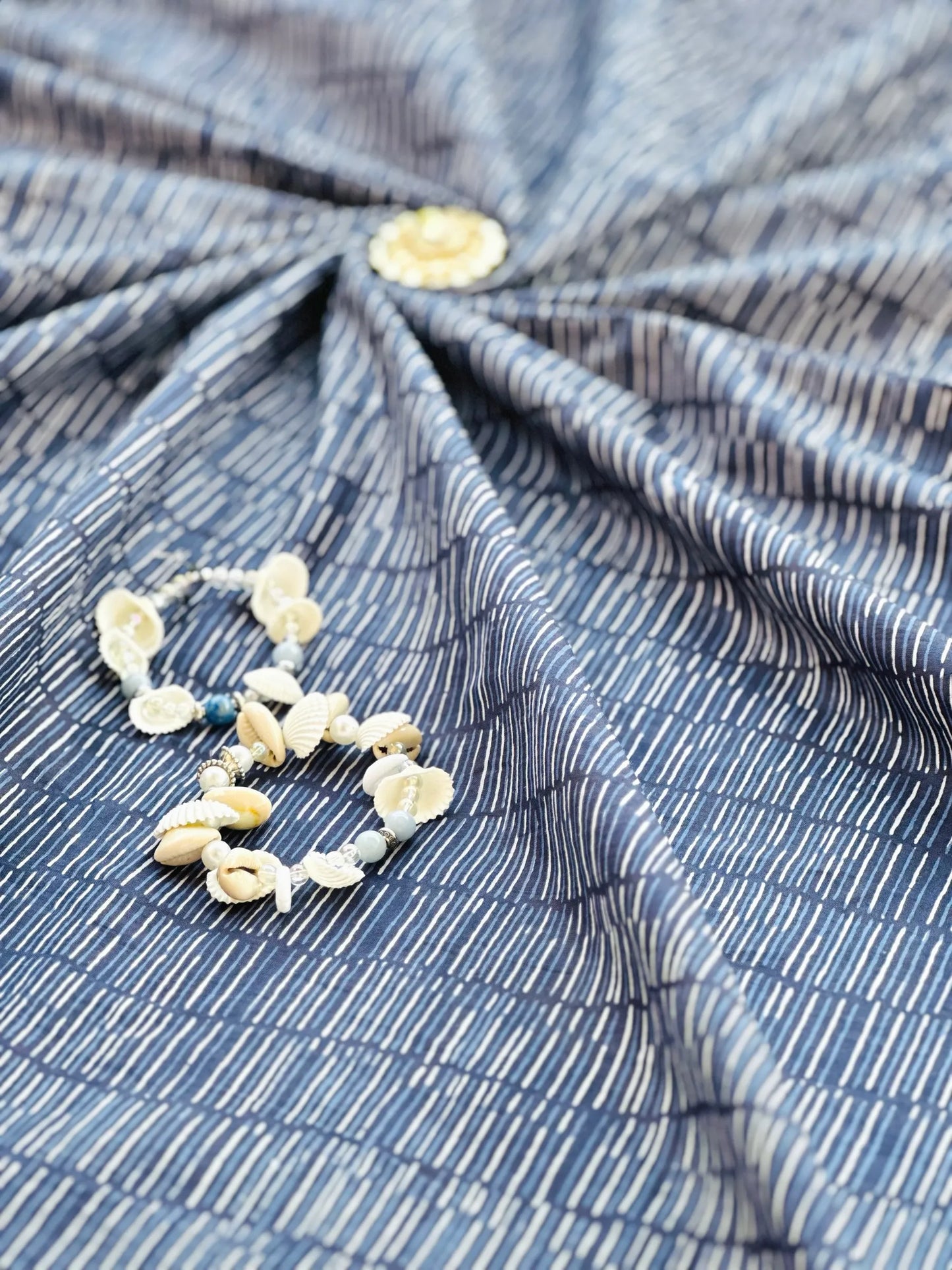 Pitch Blue Handprinted MulMul Fabric Cut