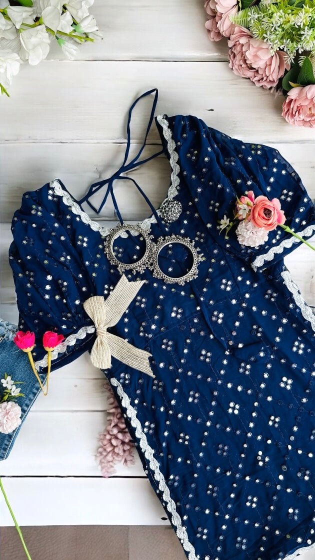 Dazzle Blue Mirror Gulnaz Kurta - Passion for Fashion by Shivani