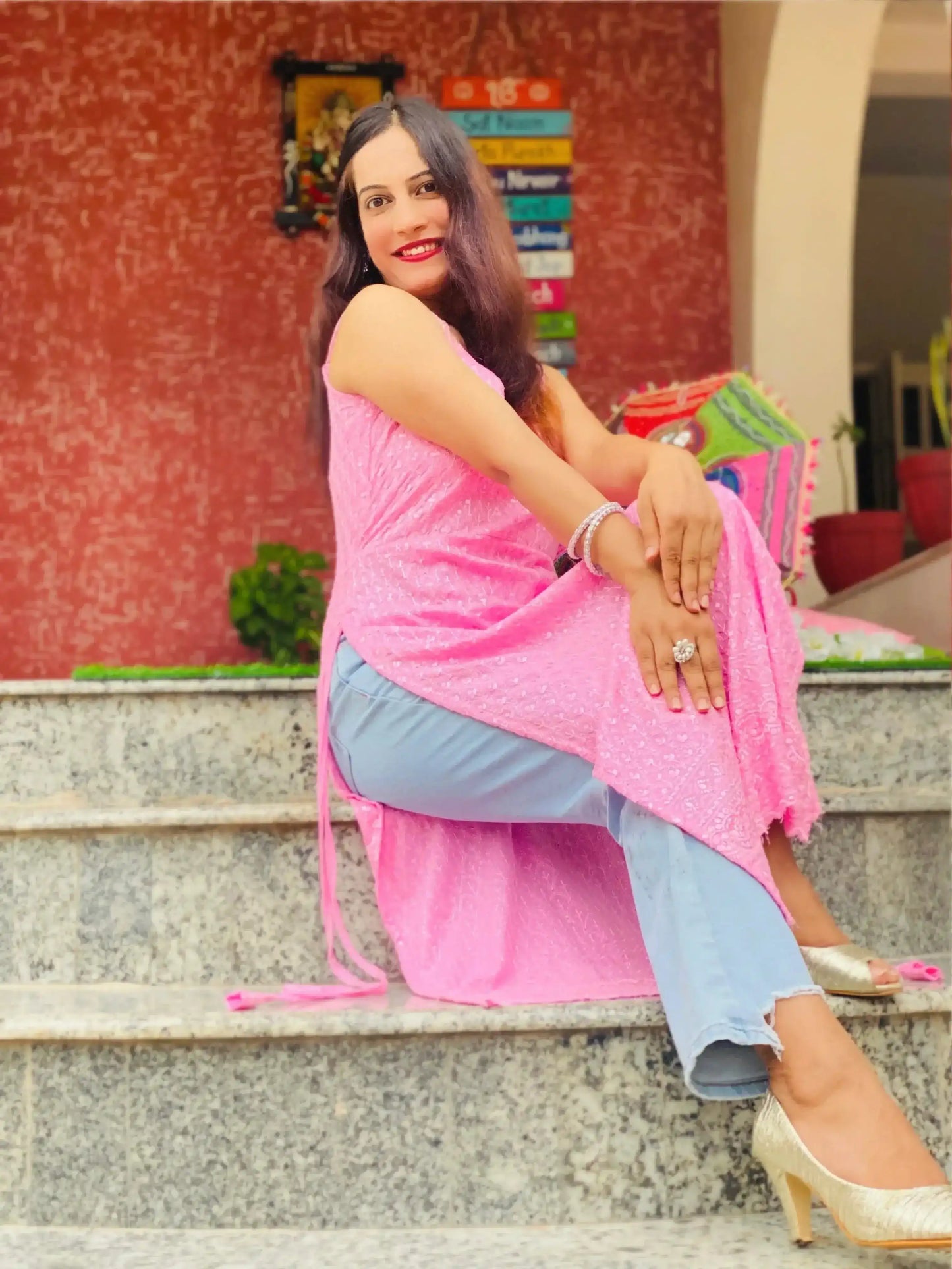 Blush Pink Sequence Gulnaz Kurta - Passion for Fashion by Shivani
