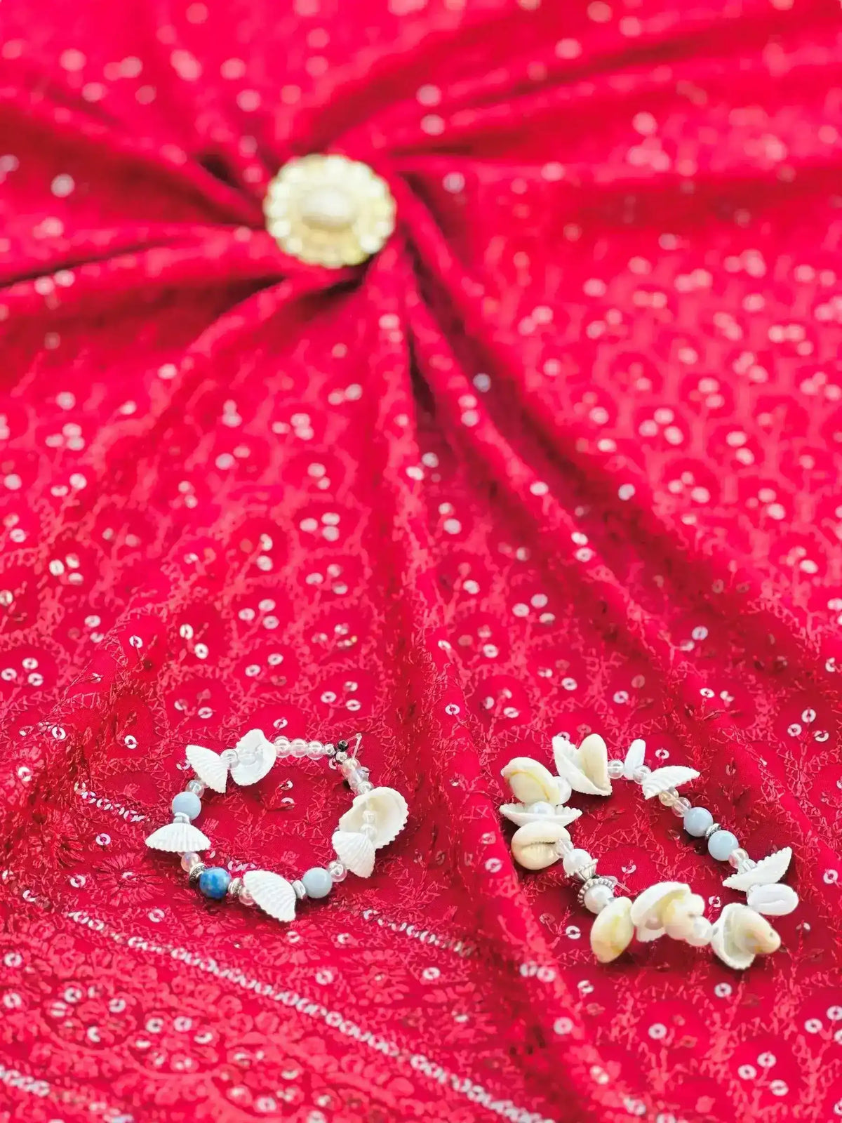 Scarlet Maroon Sequence Fabric Cut - Passion for Fashion by Shivani