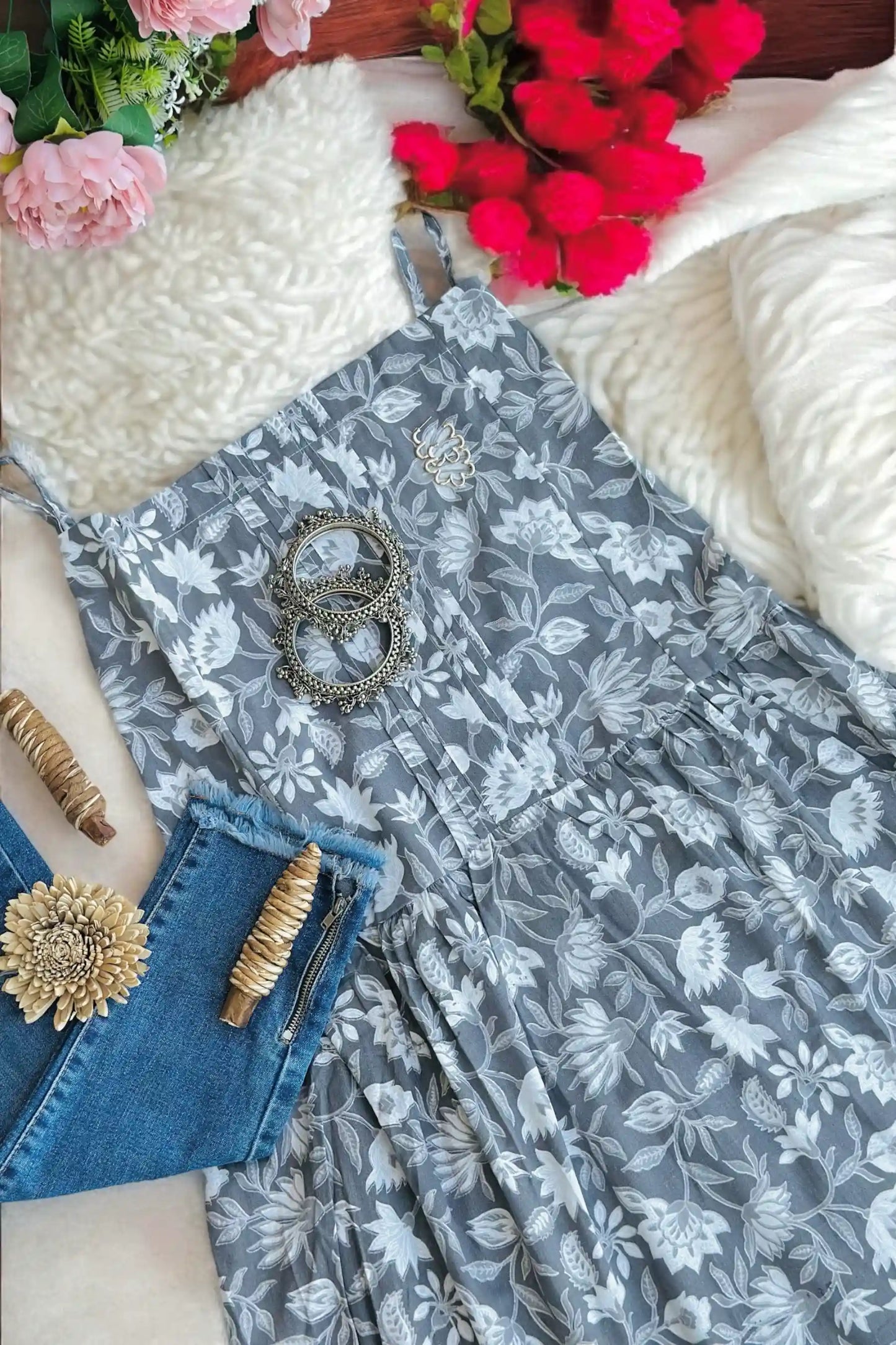 Soft Cotton Grey Peplum Top