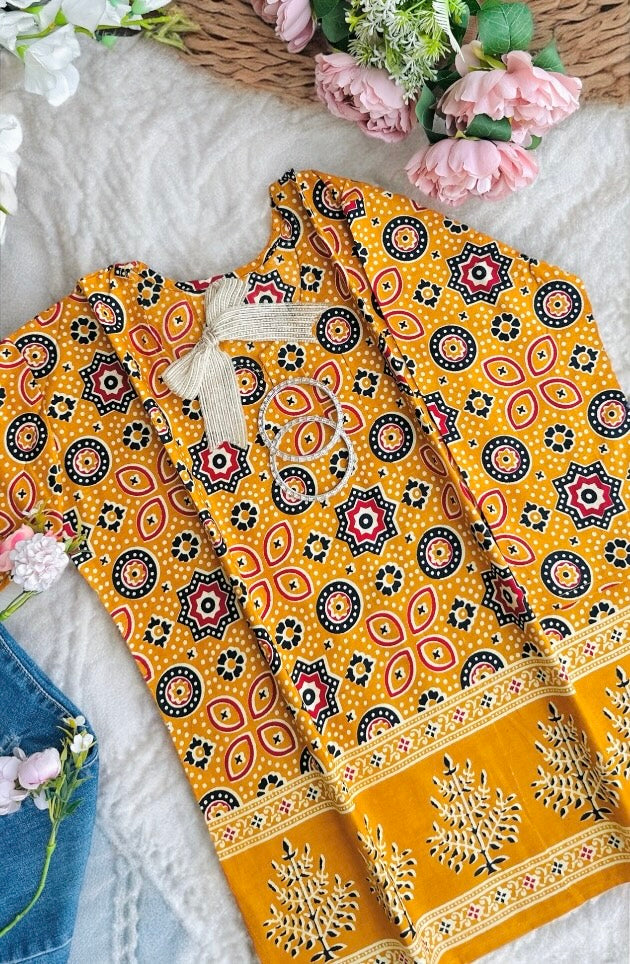Mustard Jaipuri Short Kurta