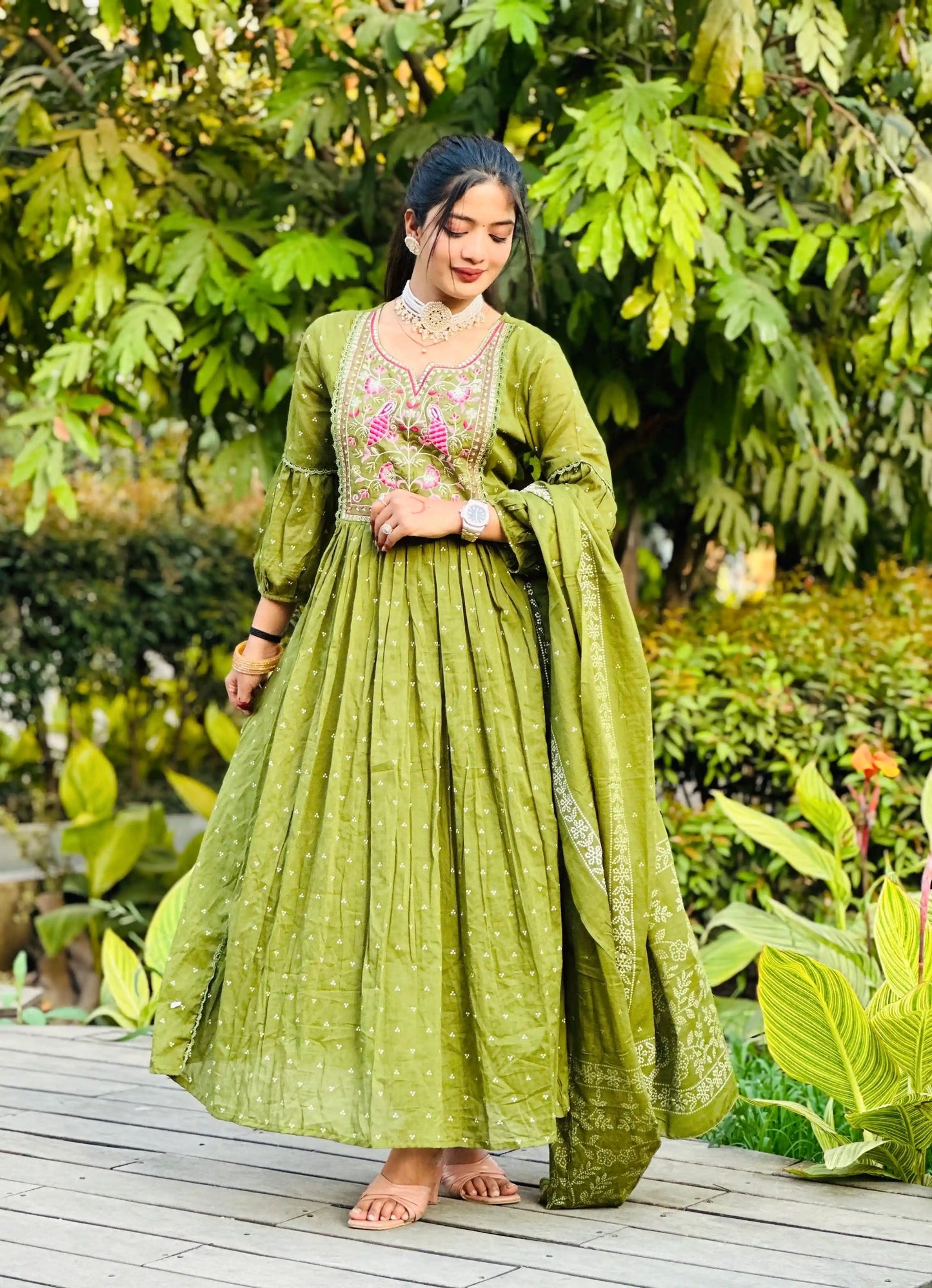 Green Embroidered Meher Suit Set