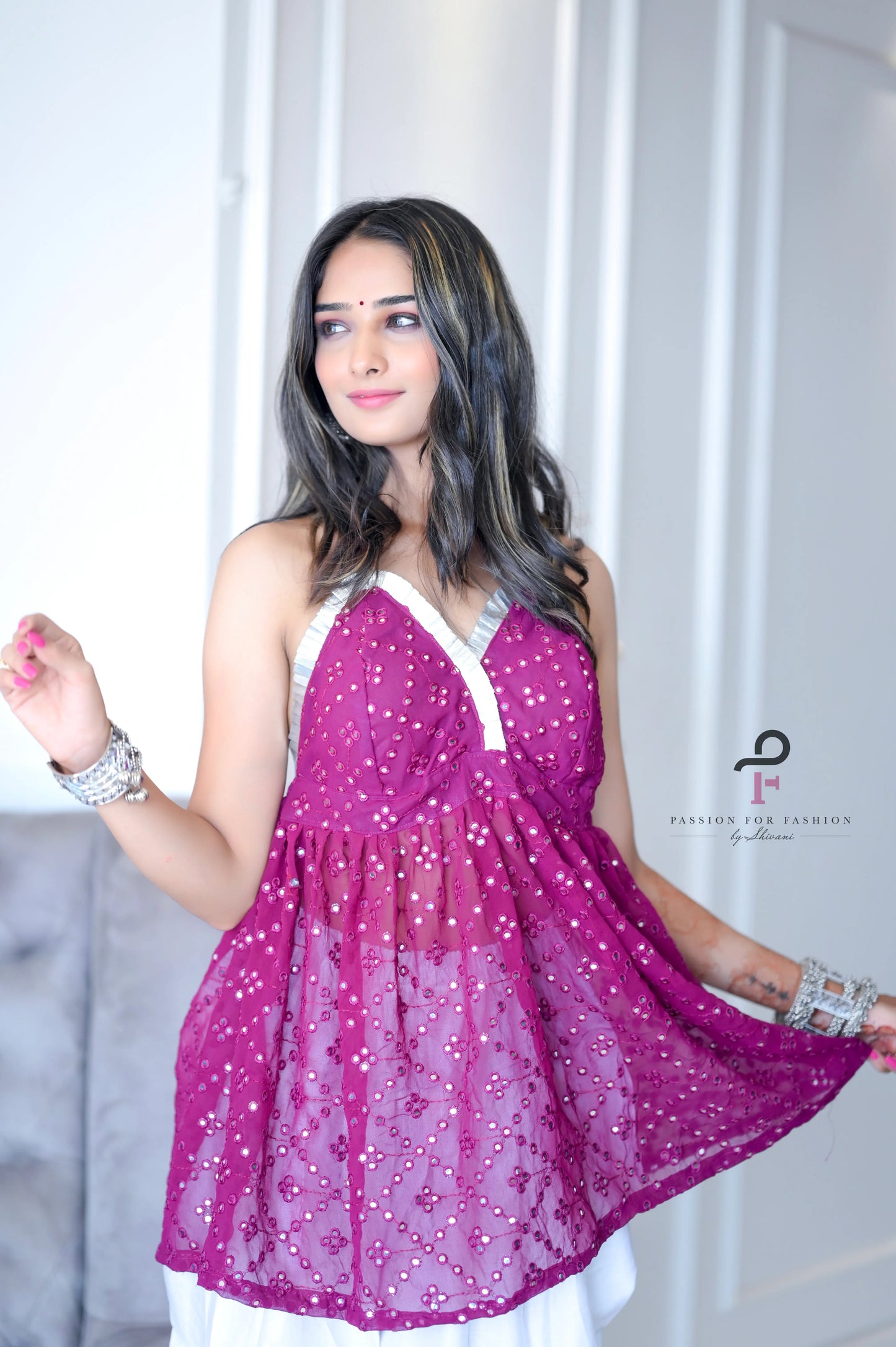 Rosebloom Wine Gulnaz Peplum Top