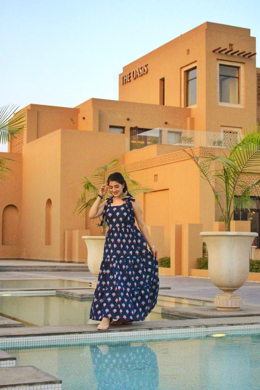 Vaasavi's Swedish Blue Twirl Dress