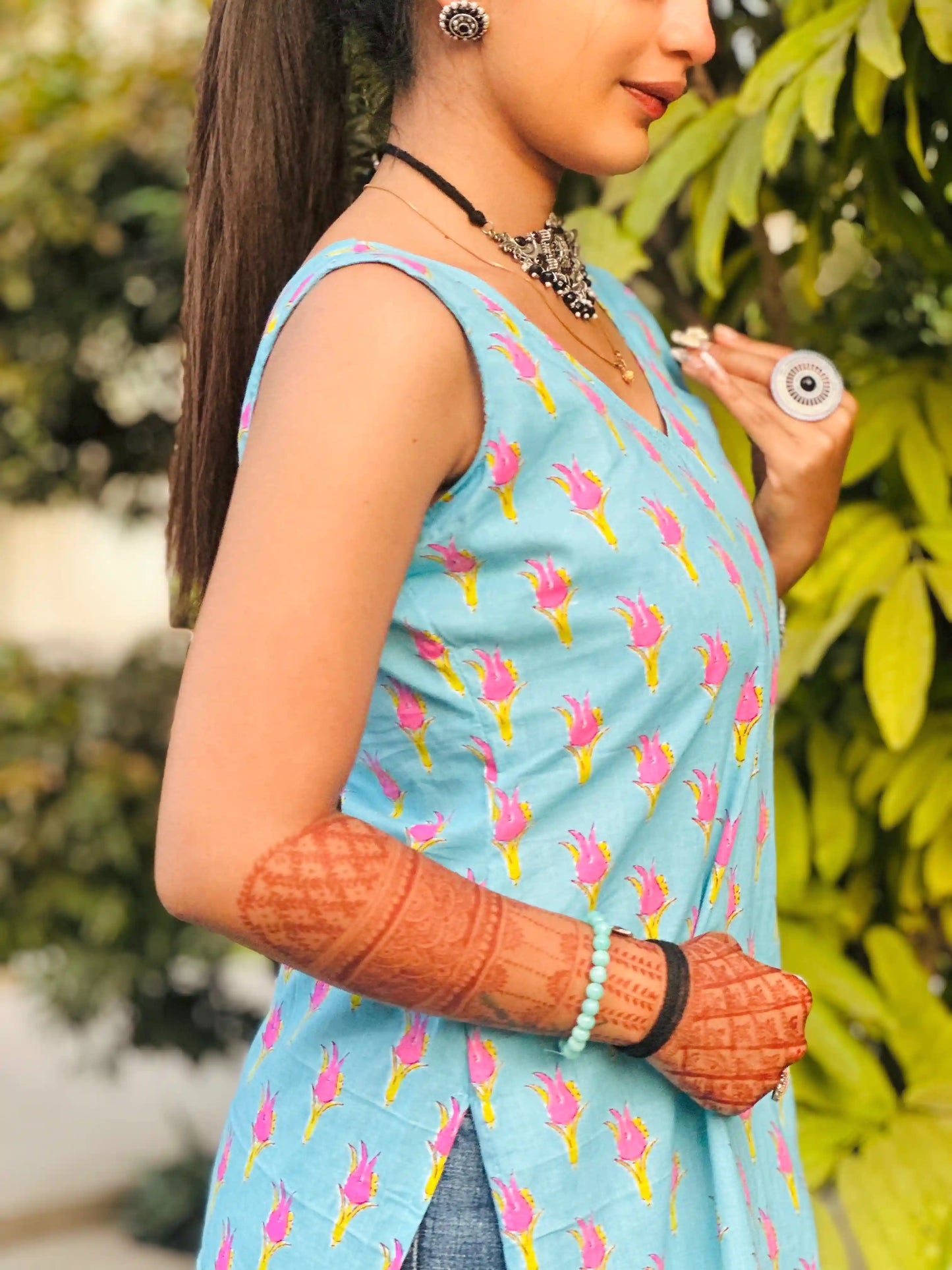 Blush Blue Jaipuri Mulmul Kurta