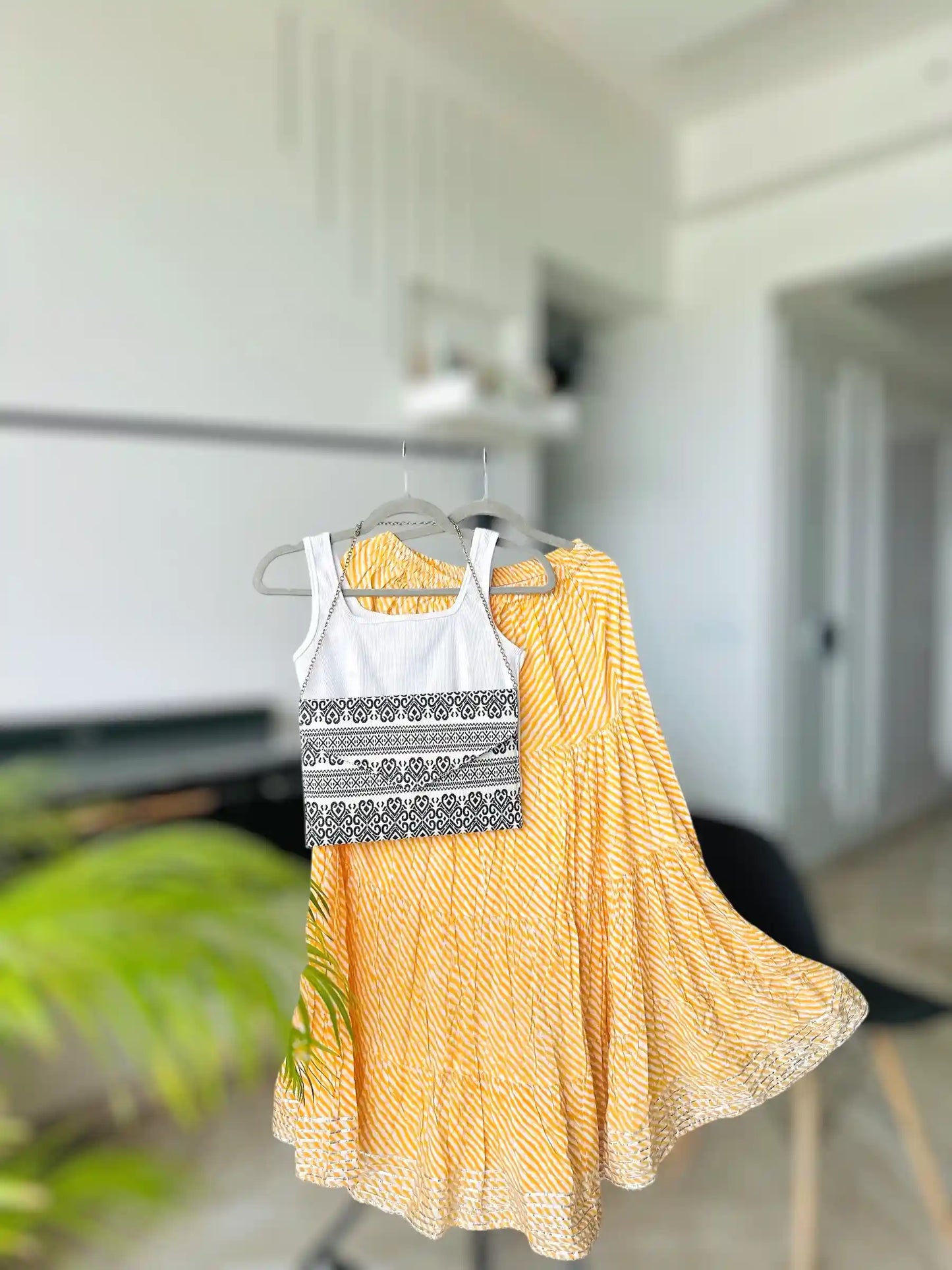 Yellow Lehriya Jaipuri Twirl Skirt