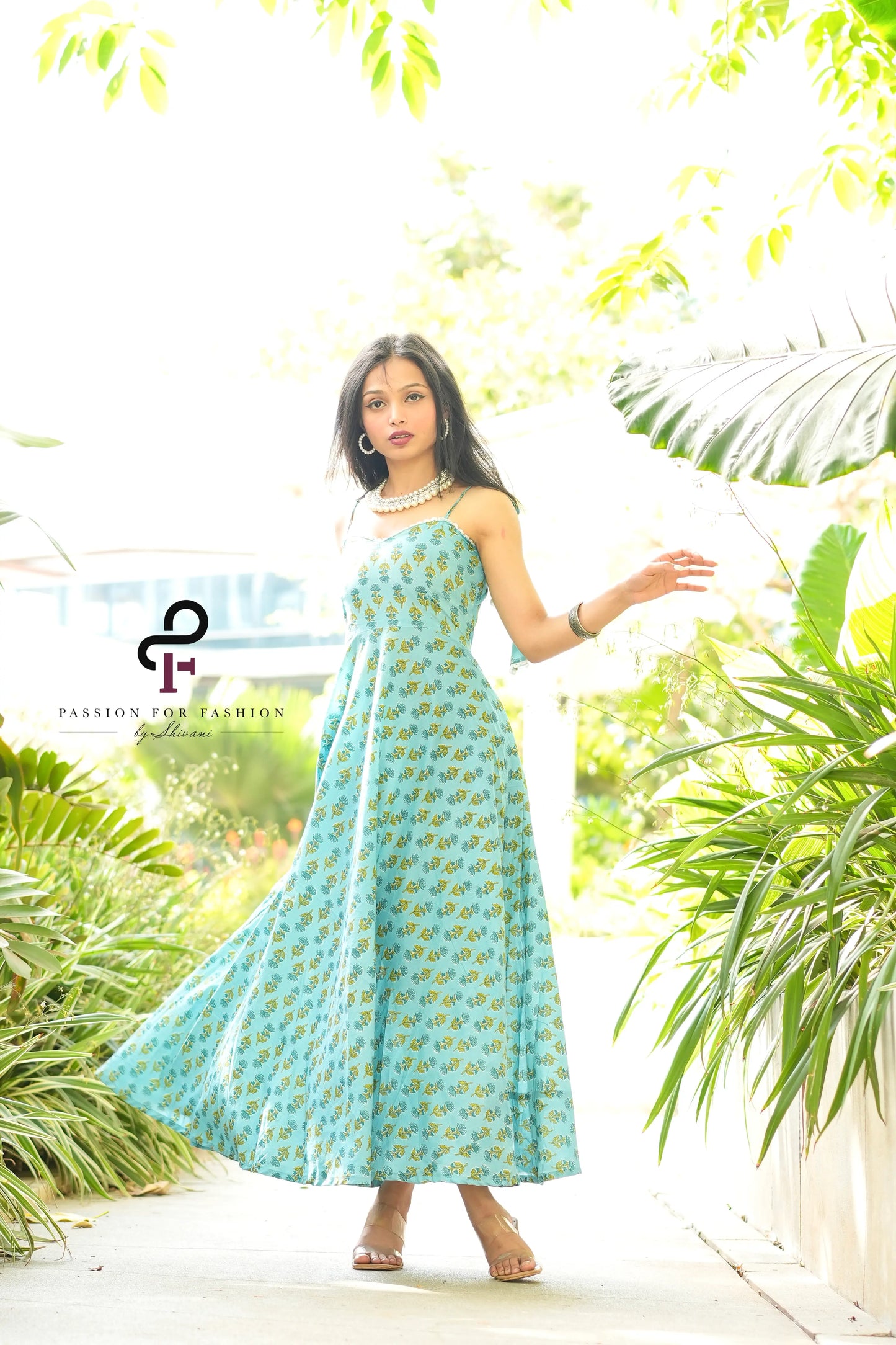 Nautical Blue Hand Print Twirl Dress