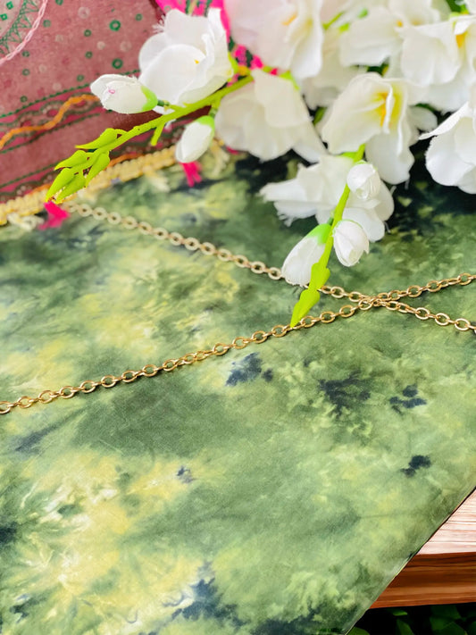 Tie Dye Green Handprinted MulMul Fabric Cut - Passion for Fashion by Shivani