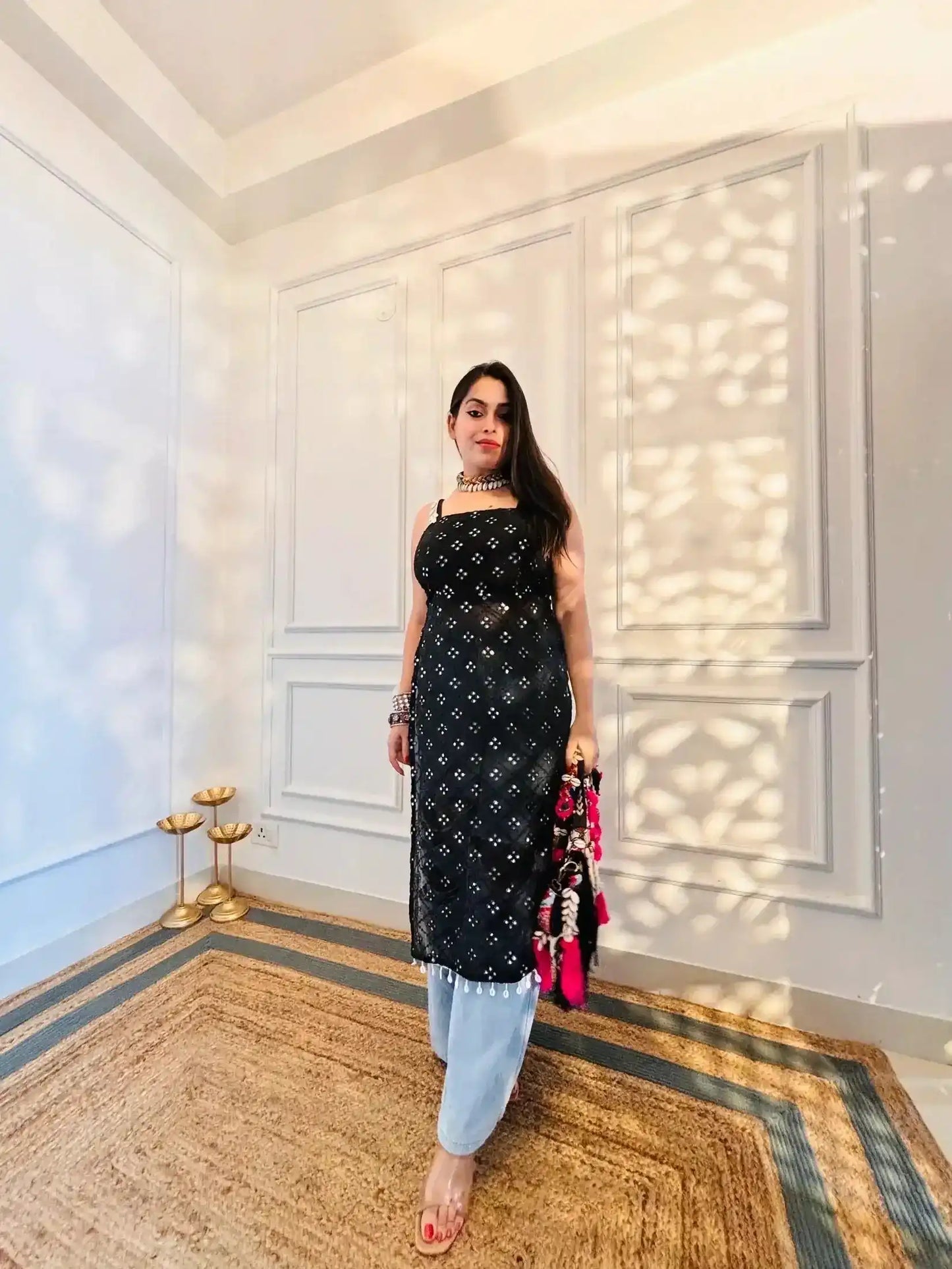 Snehal’s Black Embroidered Gulnaz Kurta - Passion for Fashion by Shivani