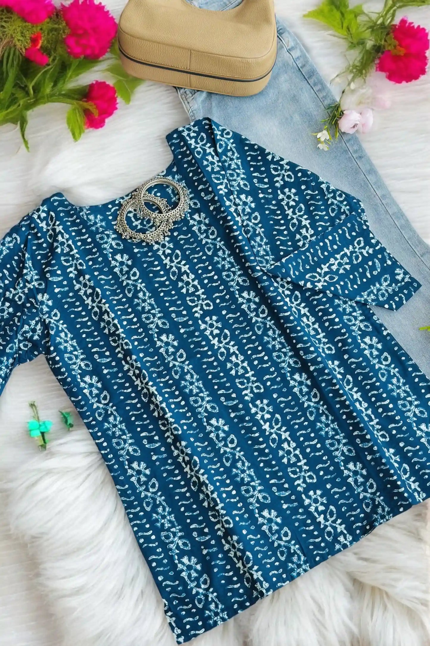 Classic Blue Indigo Short Kurta
