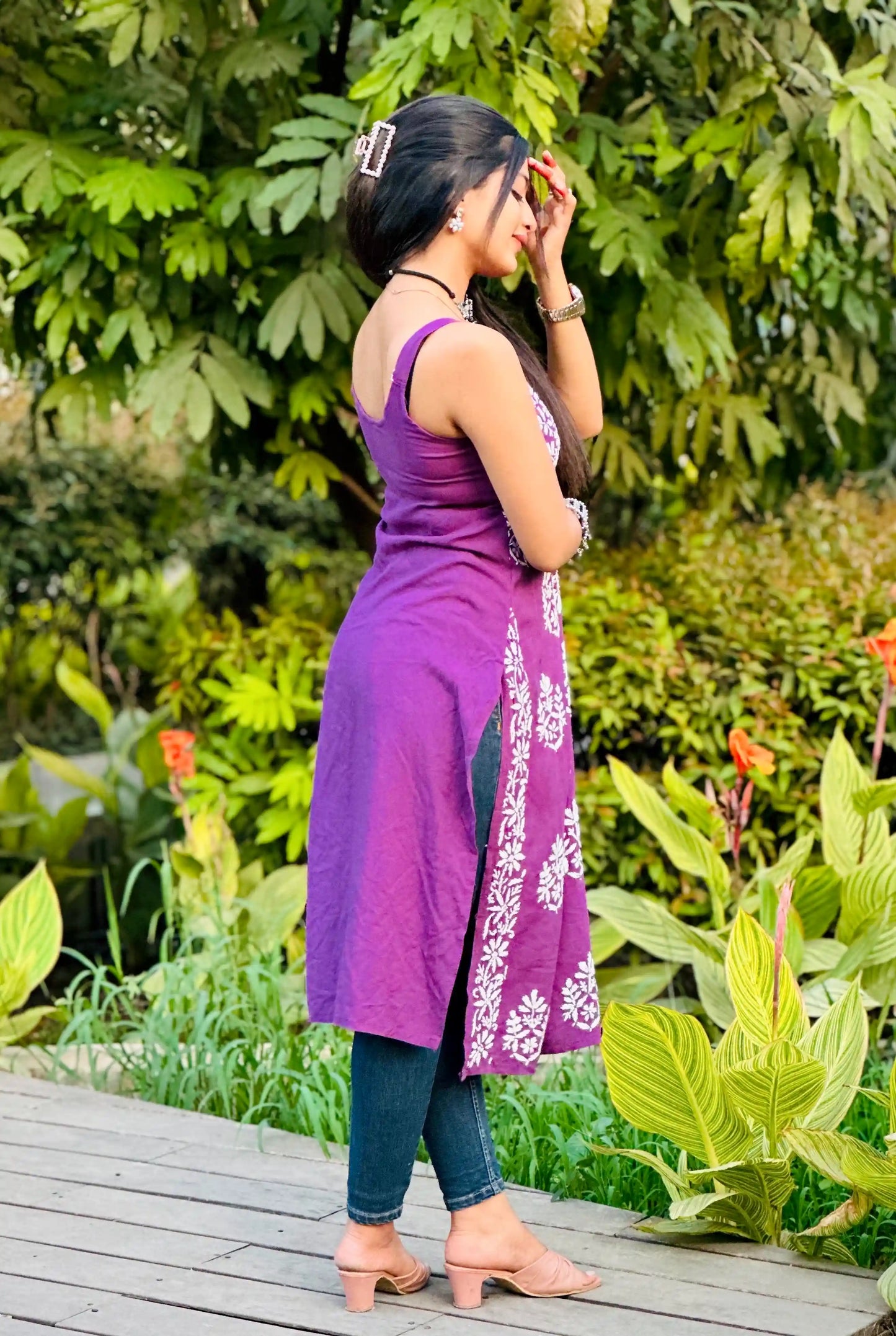 Shimmer Purple Aliya Noor Slit Kurta