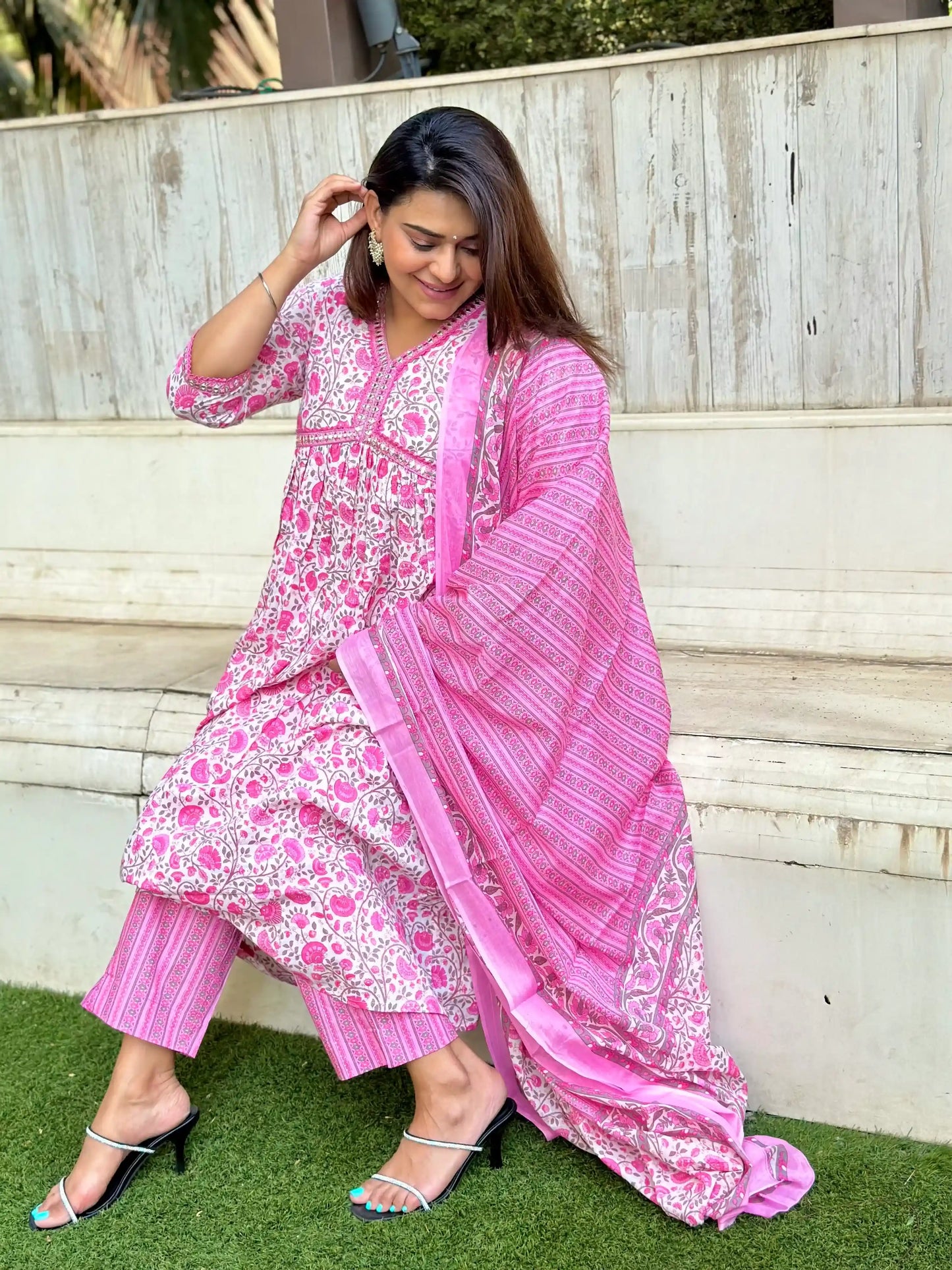Poonam's Blush Pink Kalamkari Nyra Suit Set