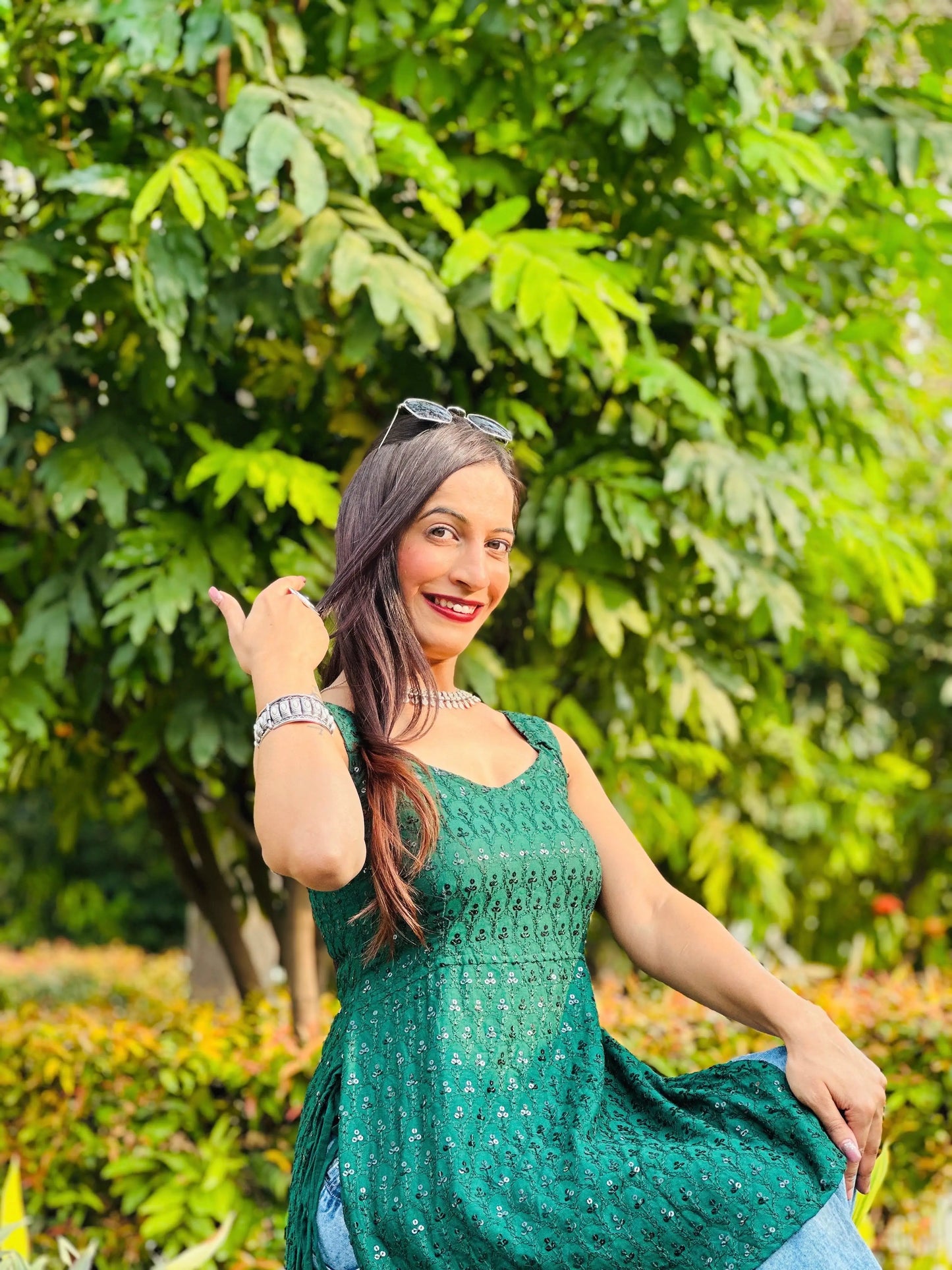 Zelen Green Sequence Gulnaz Kurta